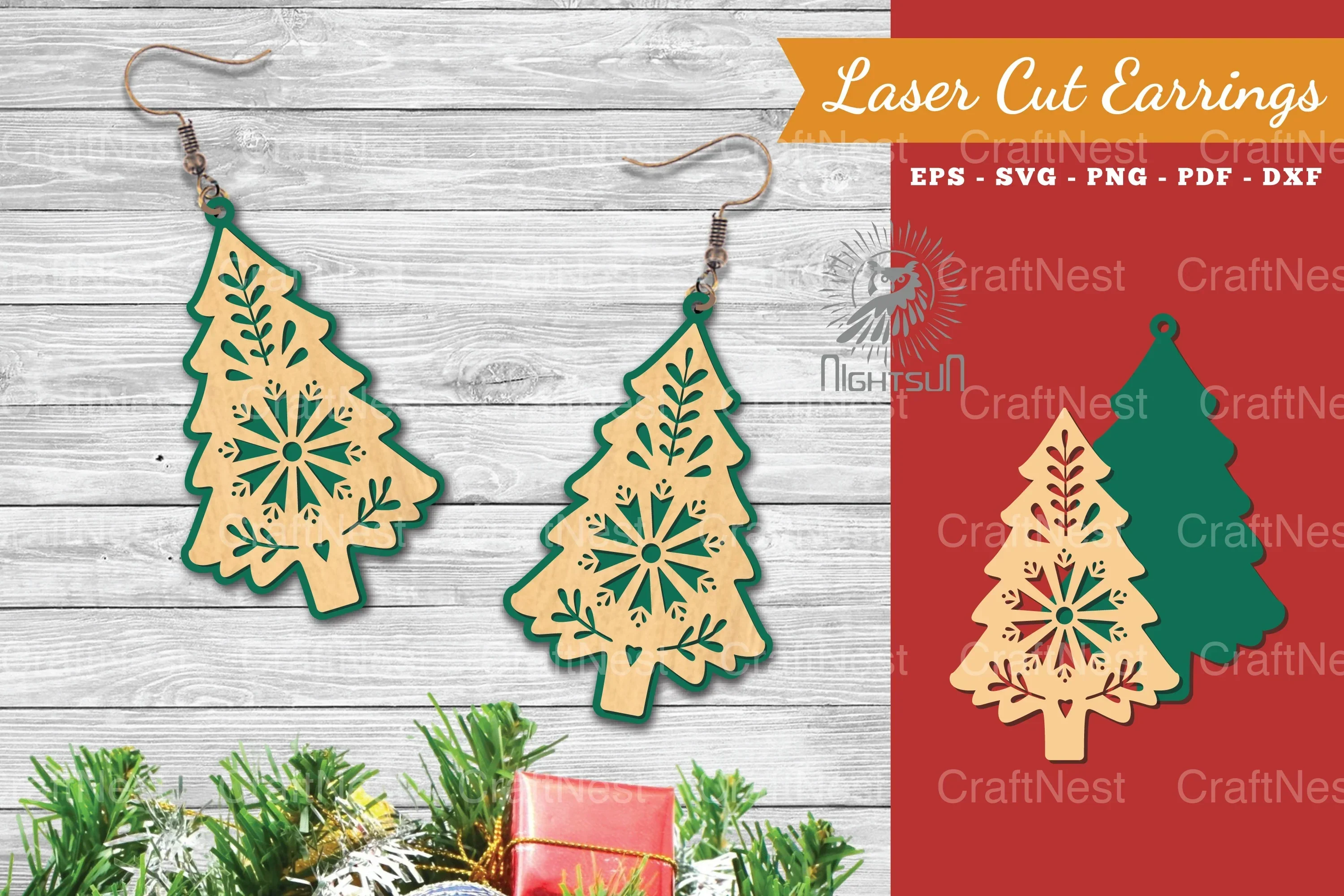 Tree Laser Cut Earrings SVG Bundle