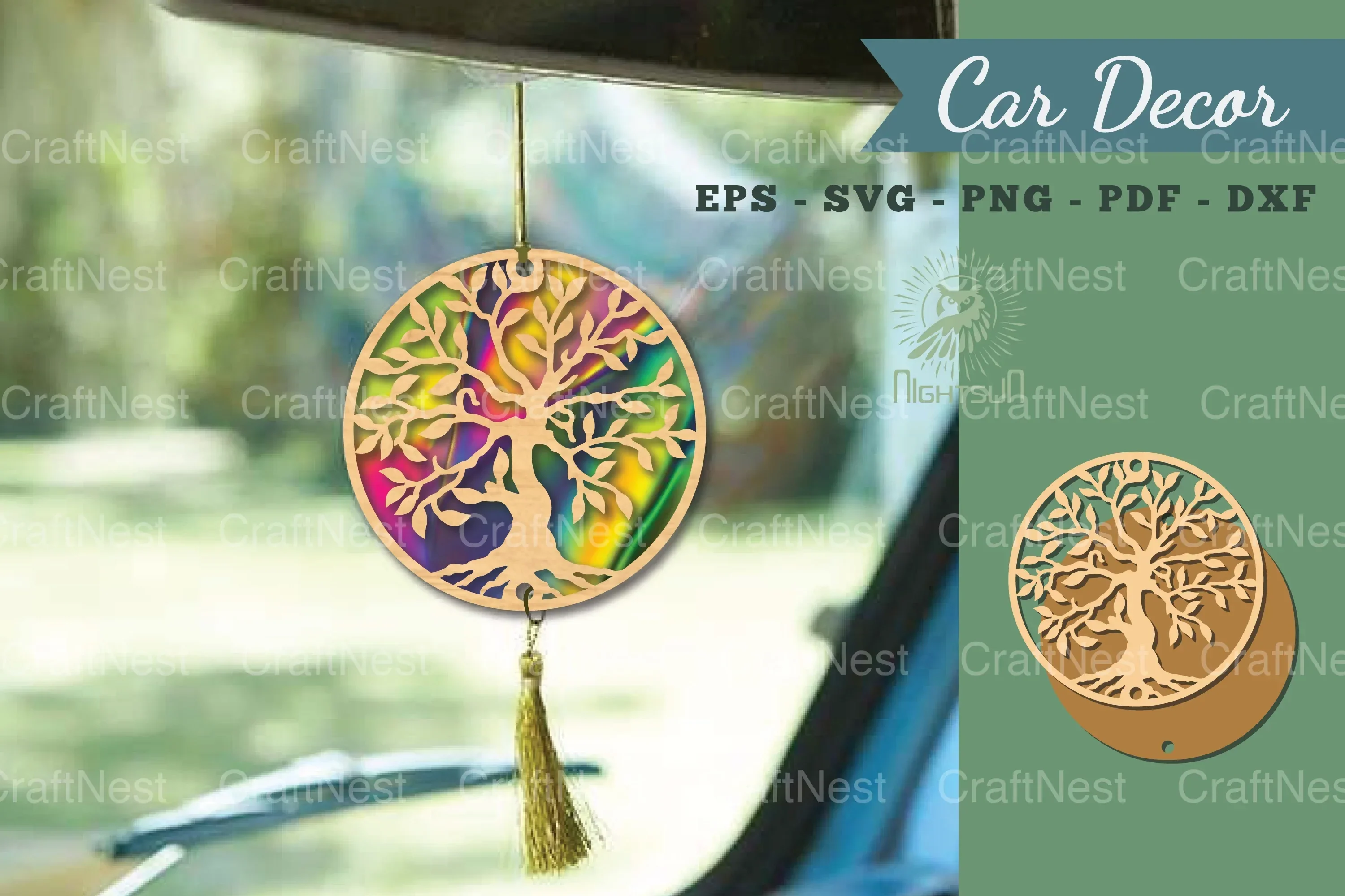 Tree Lasercut Car Decor SVG Bundle