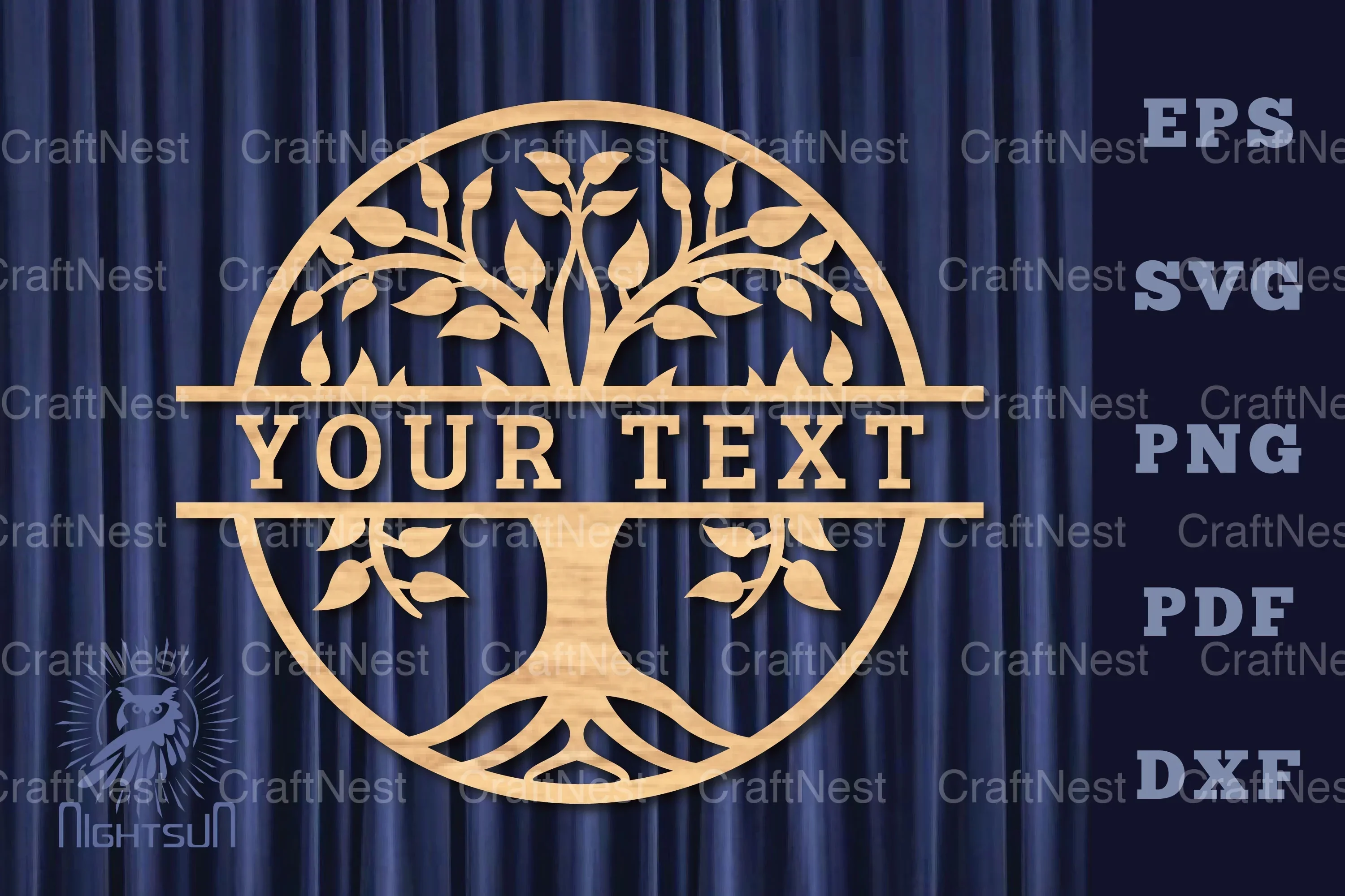 Tree Life Lasercut Split Monogram Clipart Bundle