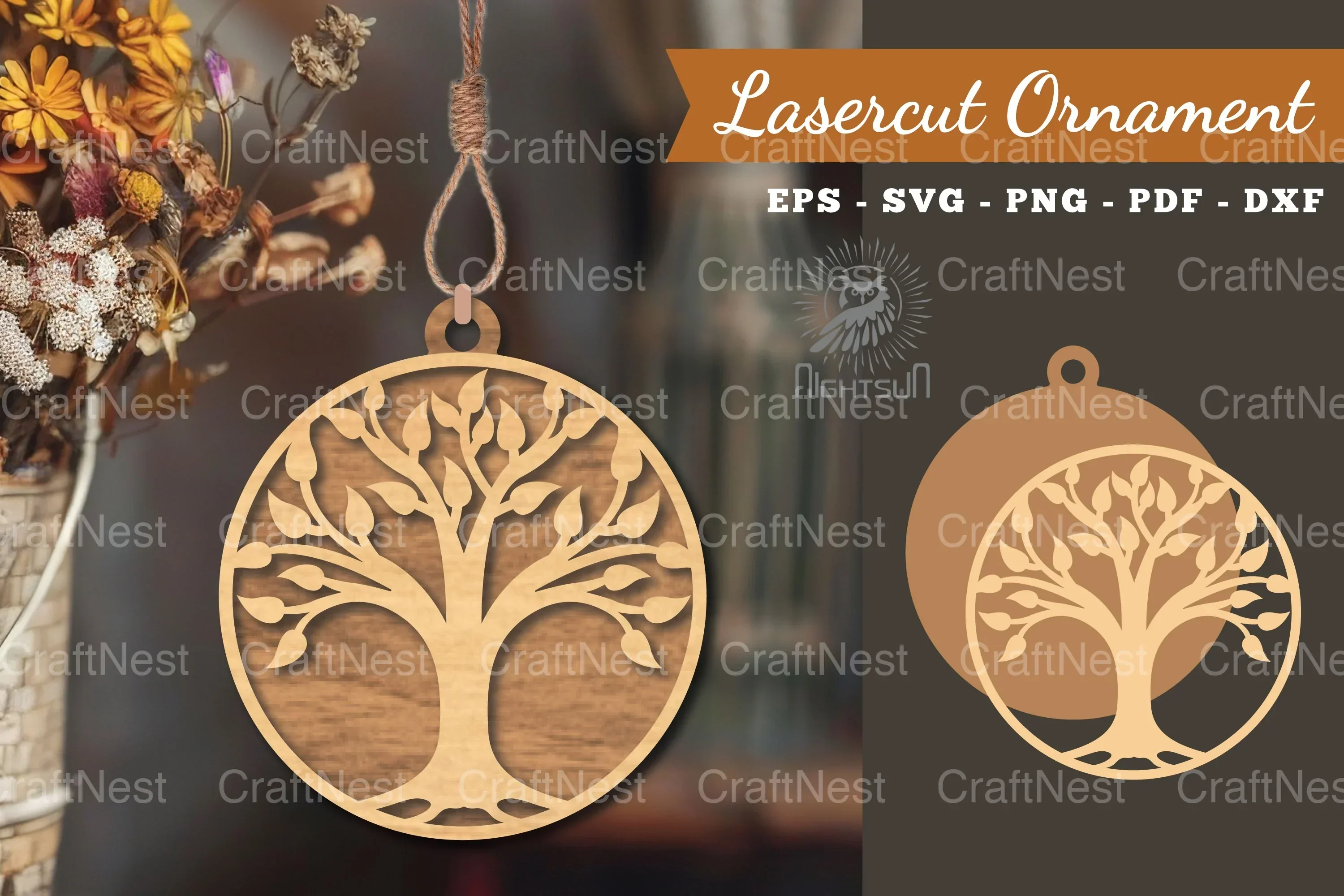 Tree of Life Laser Cut Ornament Clipart Bundle