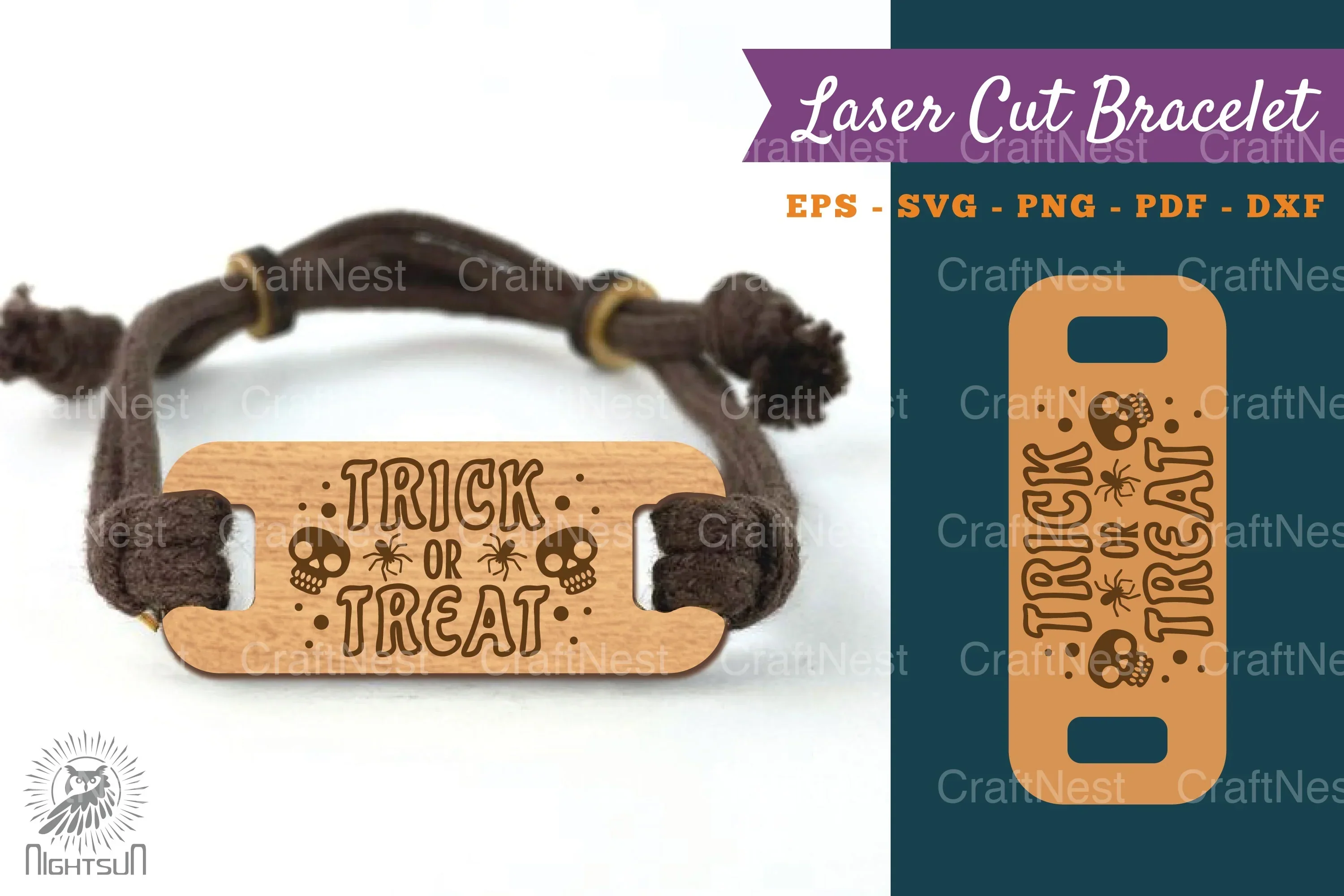 Trick or Treat Laser Cut Bracelet SVG Design Bundle