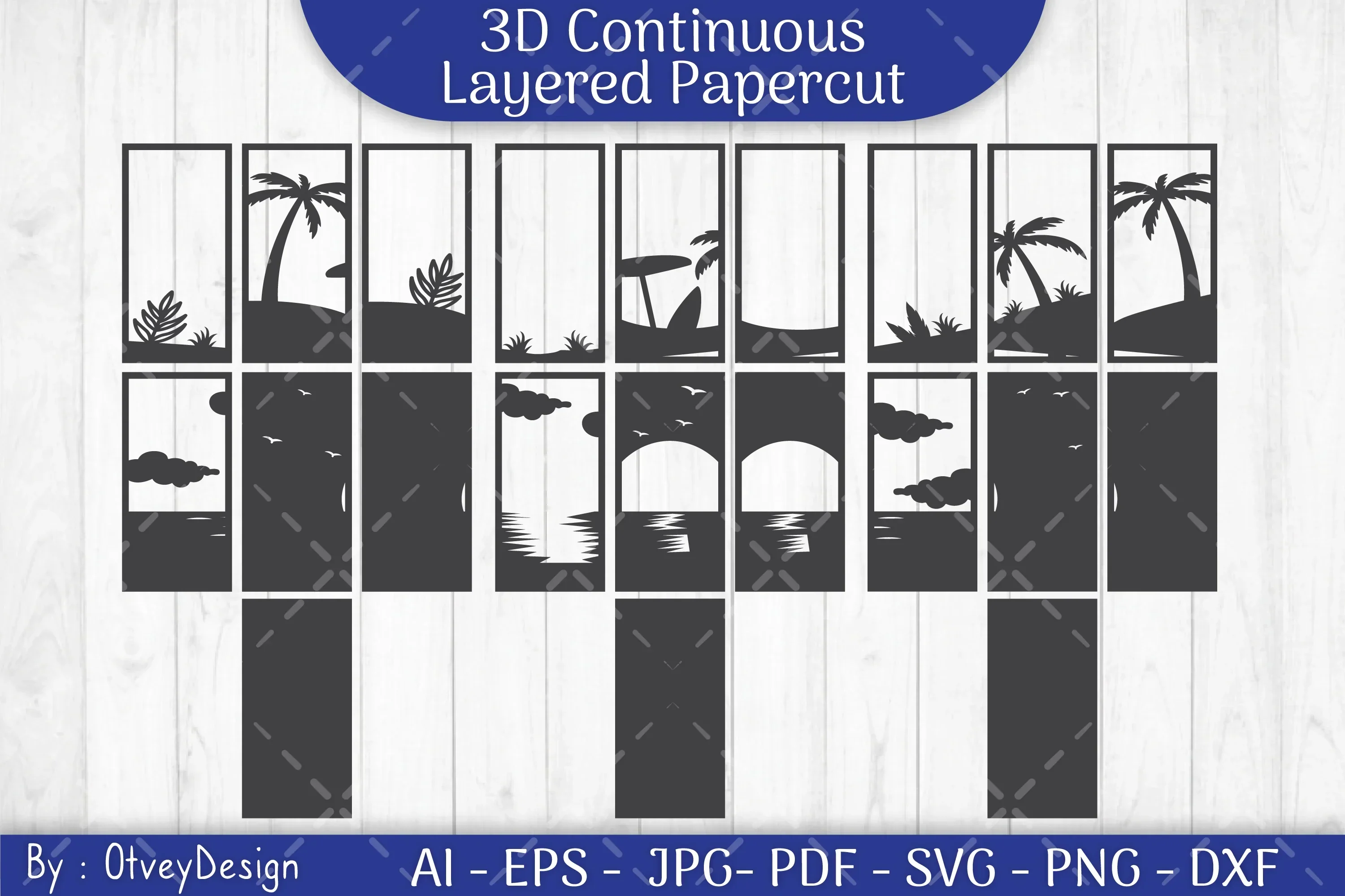 Tropical Beach 3D Layered Papercut SVG Bundle - Image 2