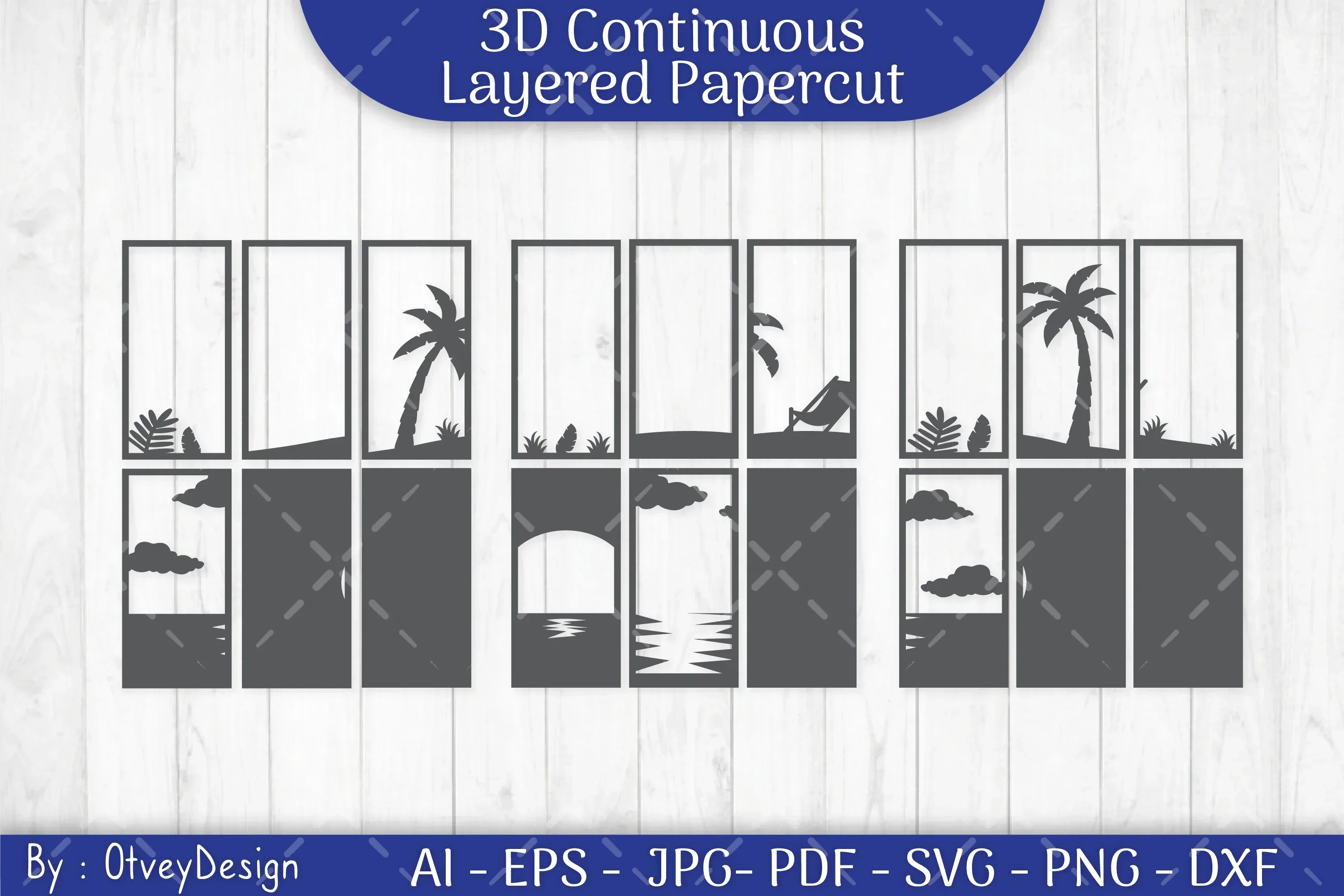 Tropical Beach 3D Layered Papercut SVG Bundle - Image 2