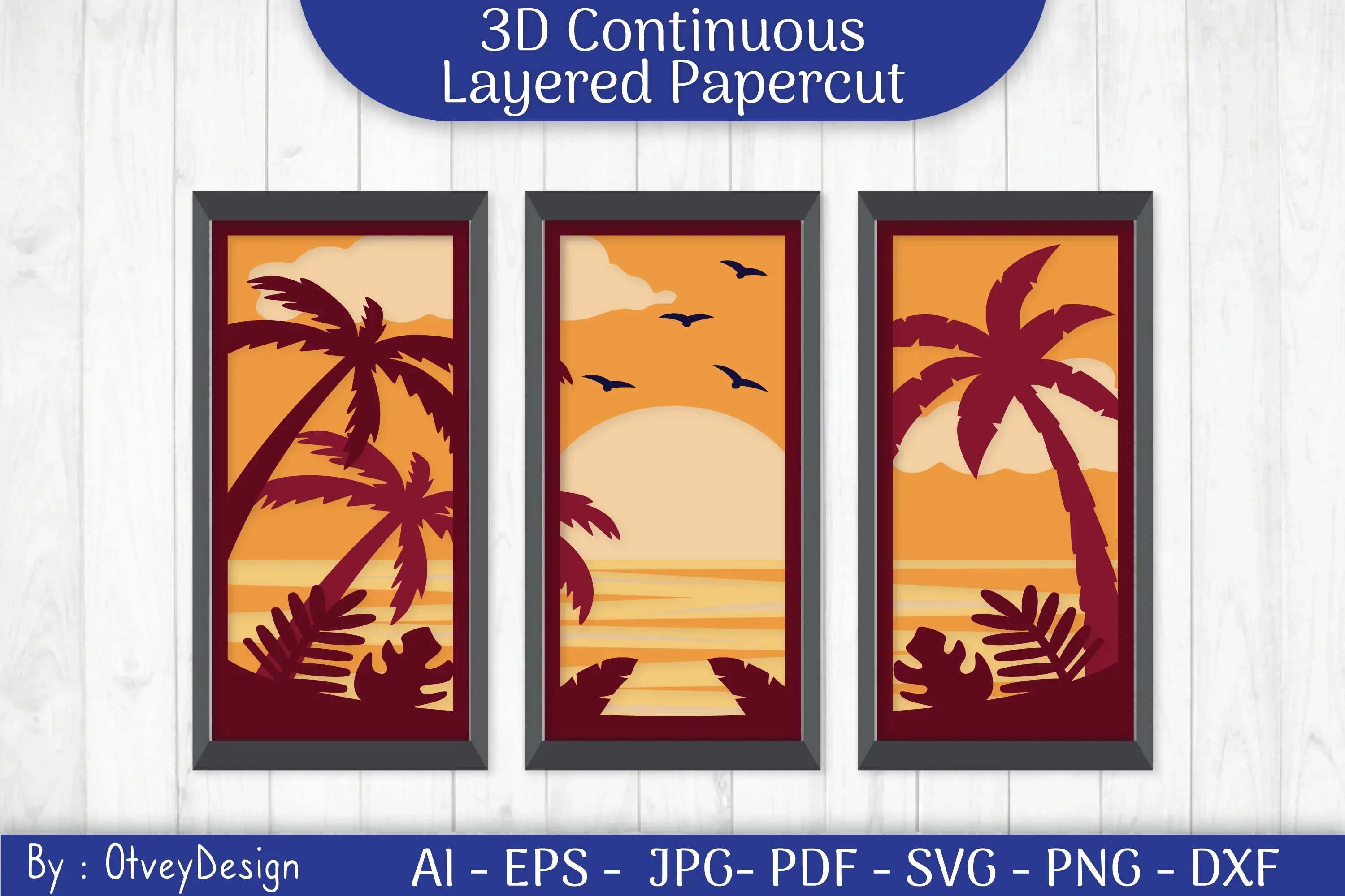 Tropical Beach 3D Layered Papercut SVG Bundle - Image 2