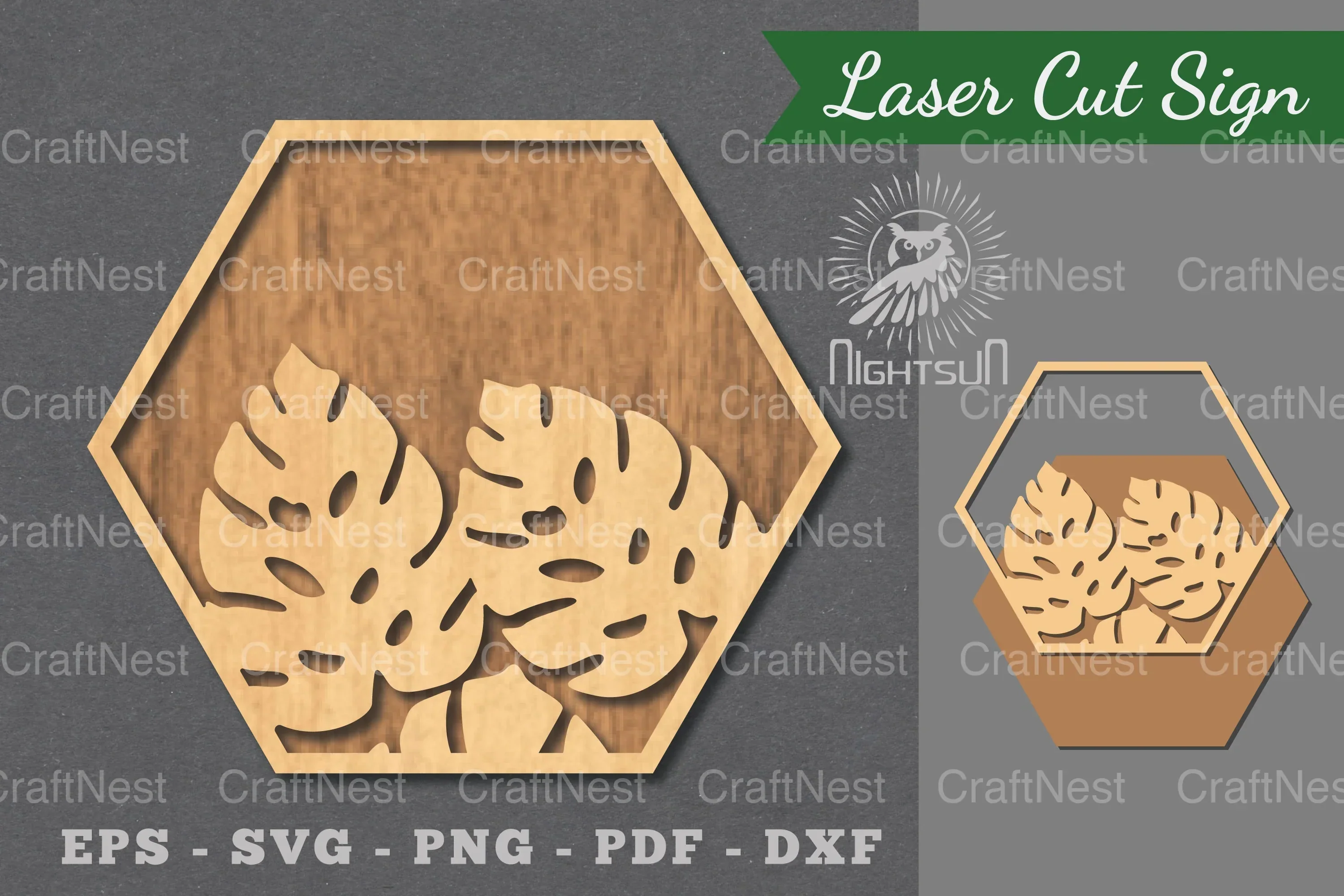 Tropical Leaves Laser Cut Sign Clipart Bundle