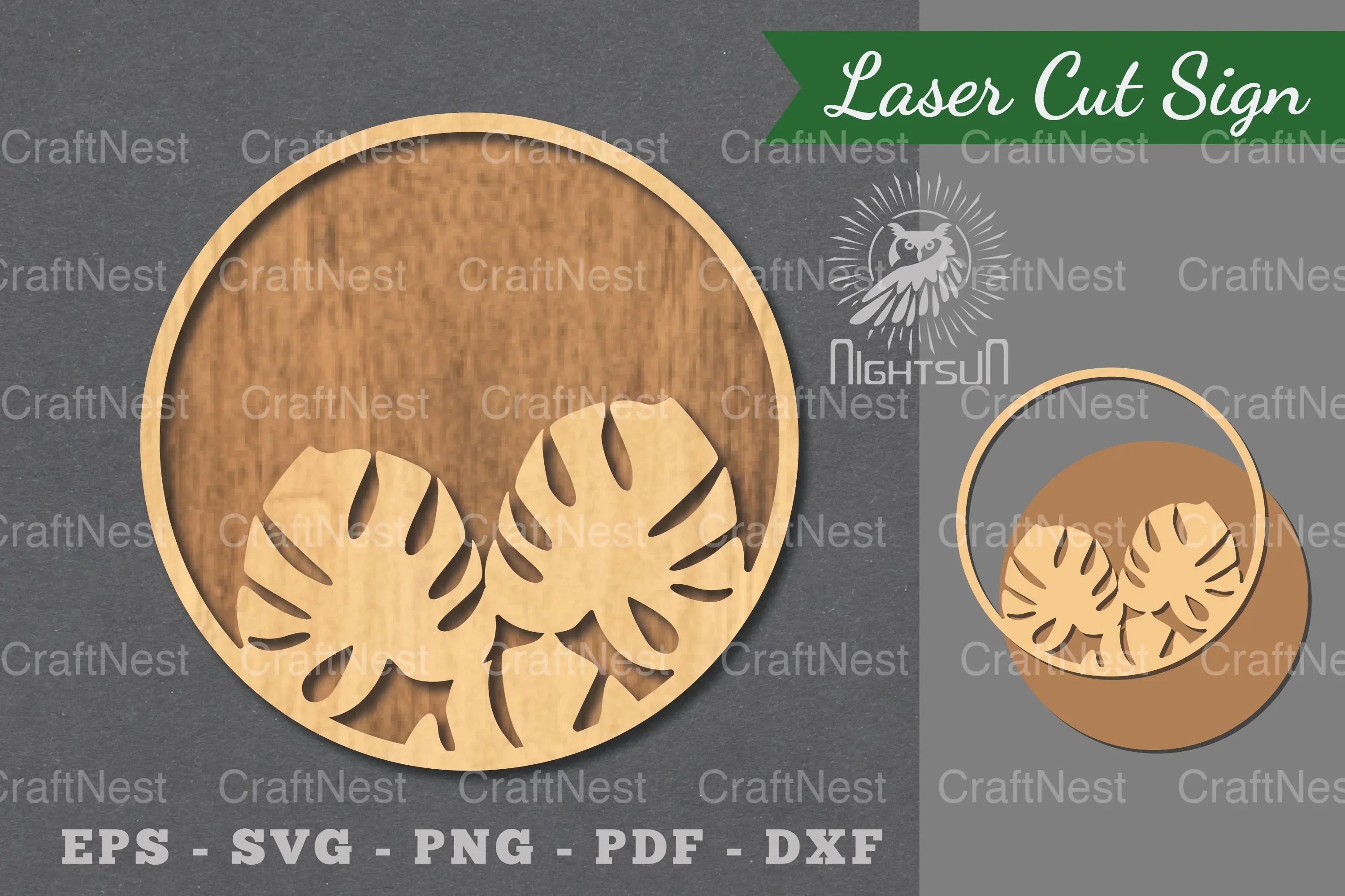 Tropical Leaves Laser Cut Sign Clipart Bundle