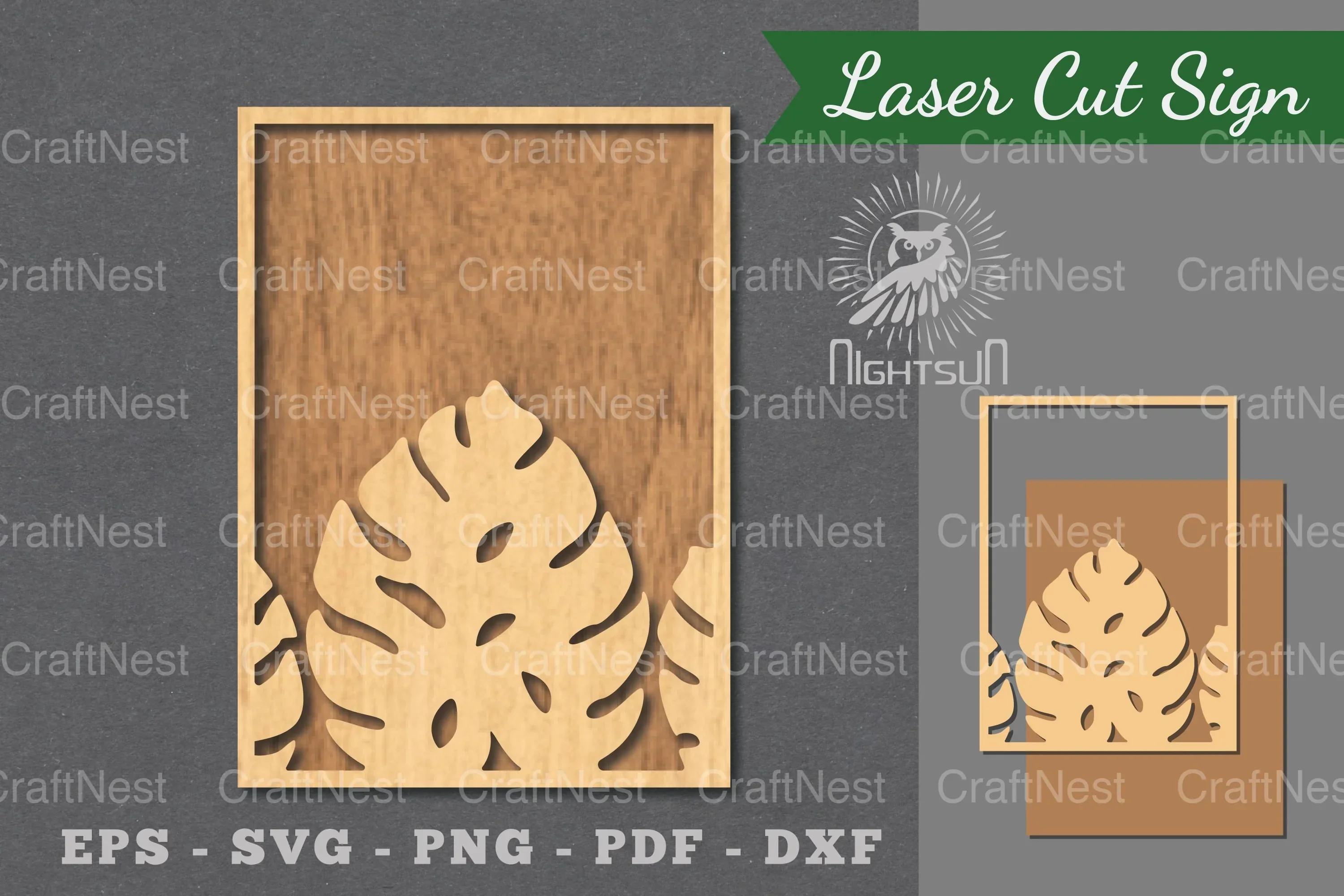 Tropical Leaves Laser Cut Sign Clipart Bundle