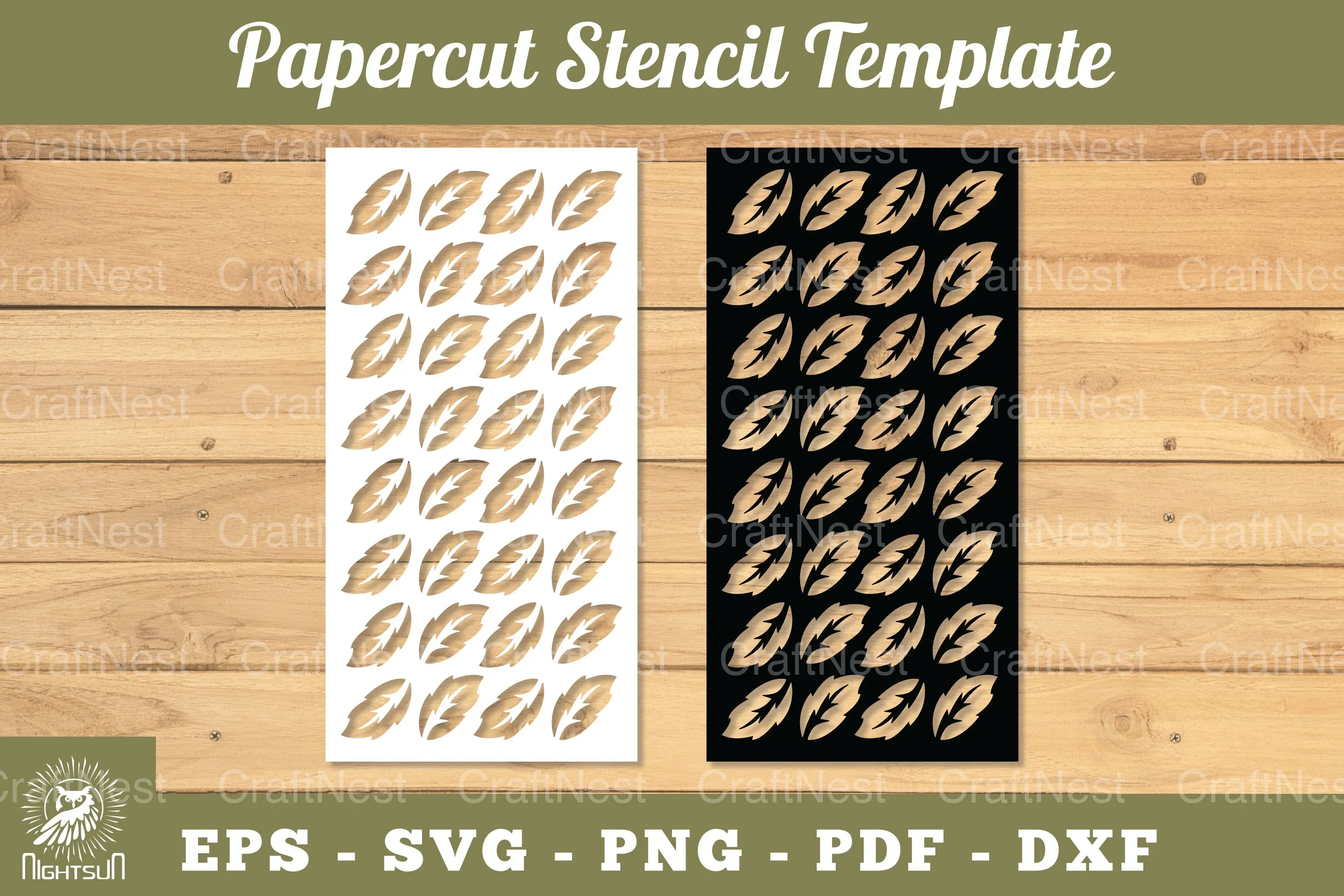 Tropical Leaves Papercut Stencil Clipart Bundle