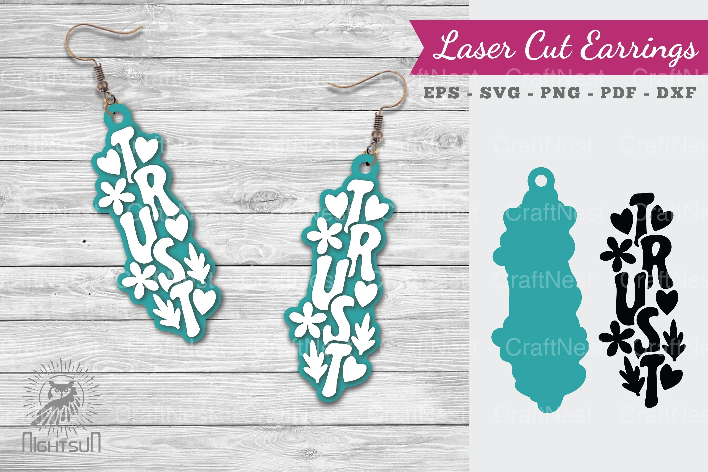 Trust Lasercut Earrings SVG Design Bundle