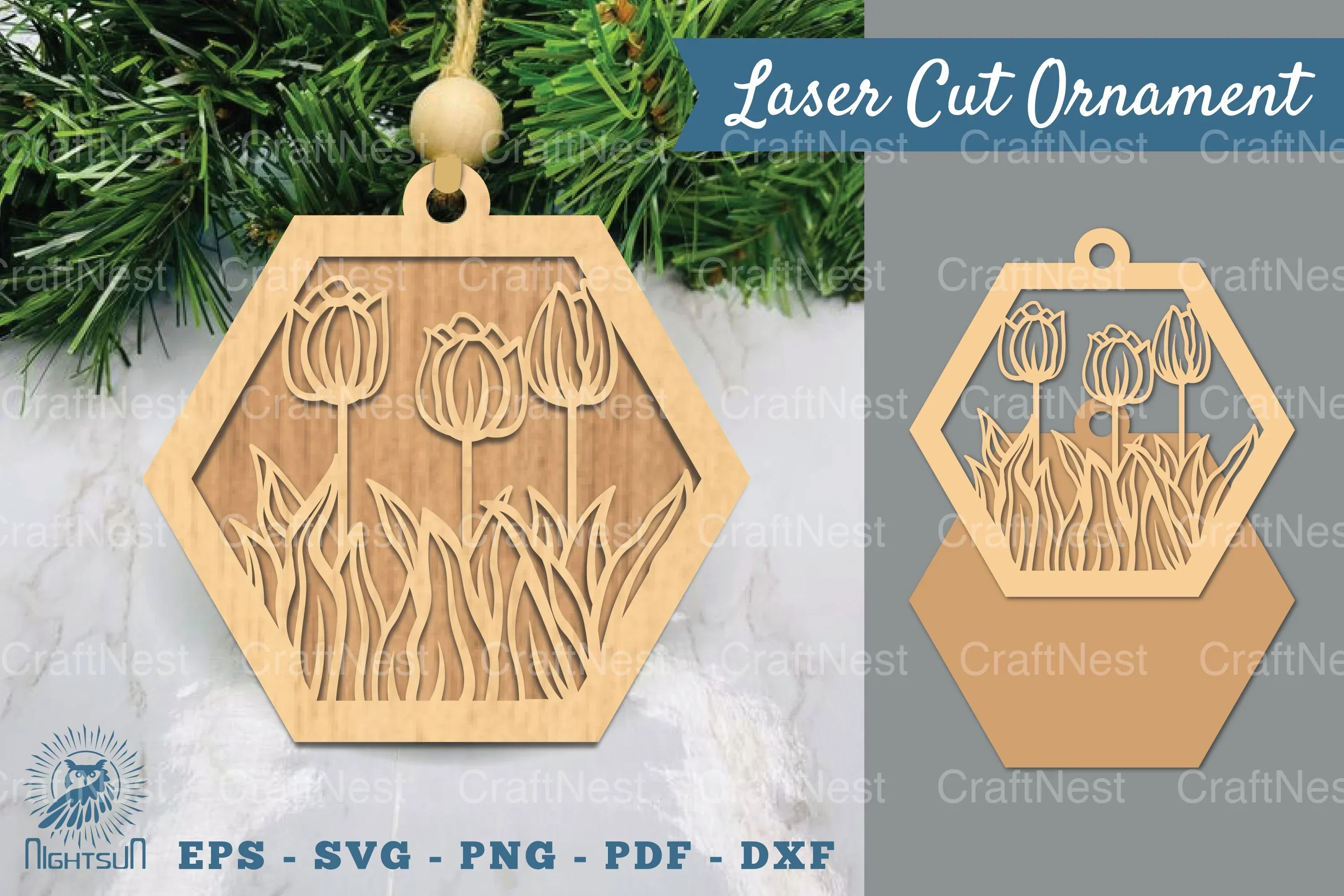 Tulip Flower Laser Cut Ornament Clipart Bundle