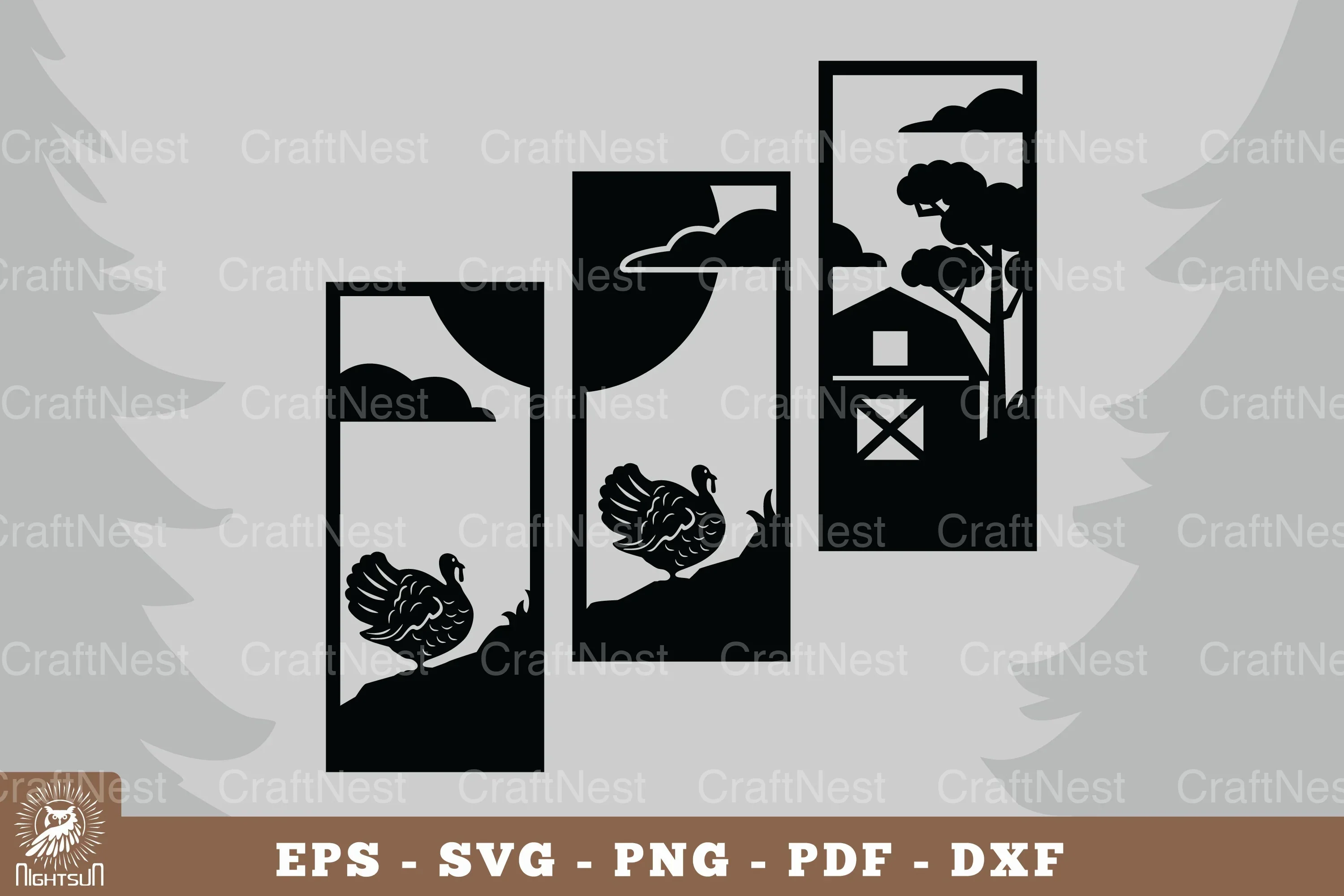 Turkeys on the Farm Home Decor SVG Bundle