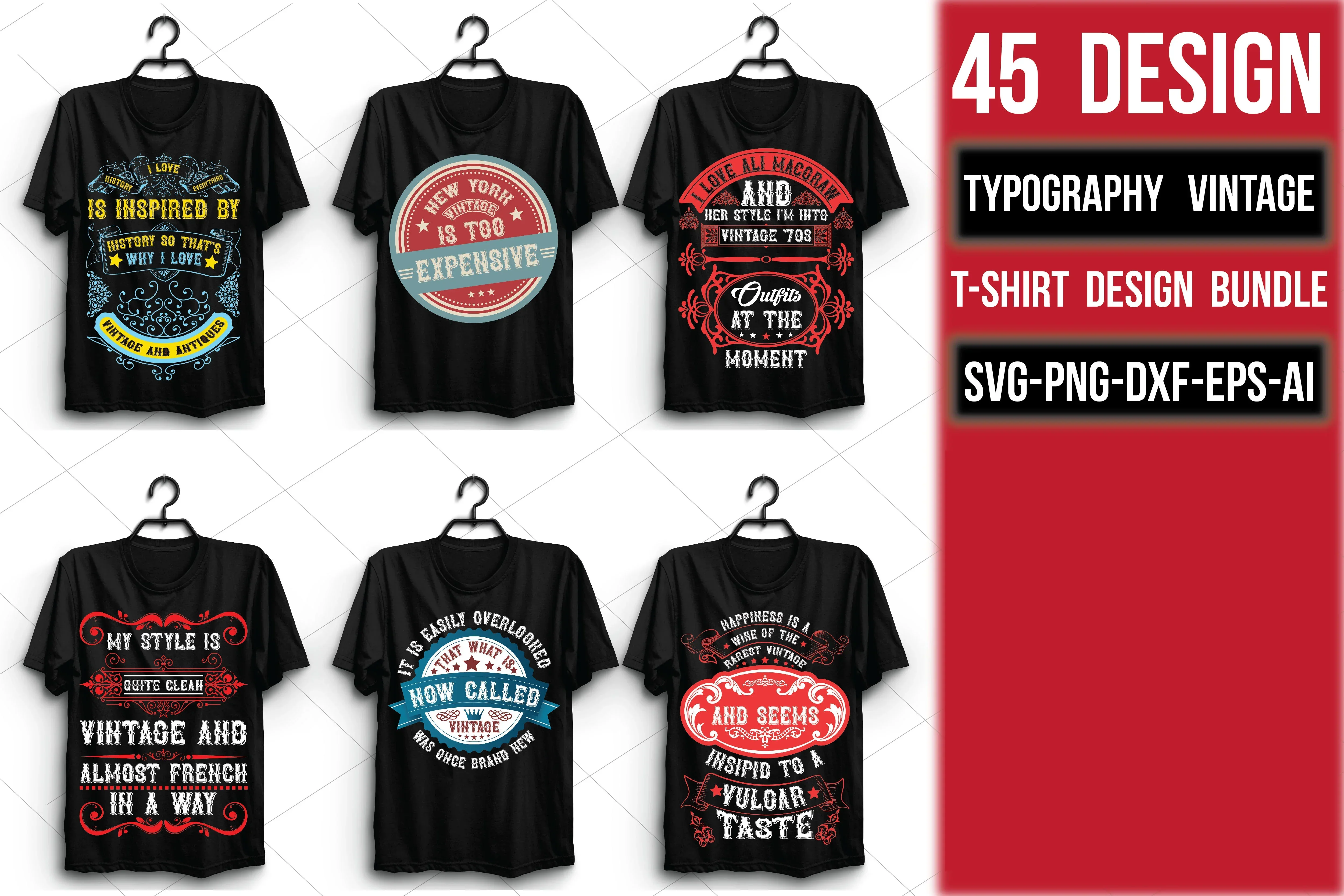Typography Vintage T Shirt Bundle - Image 2