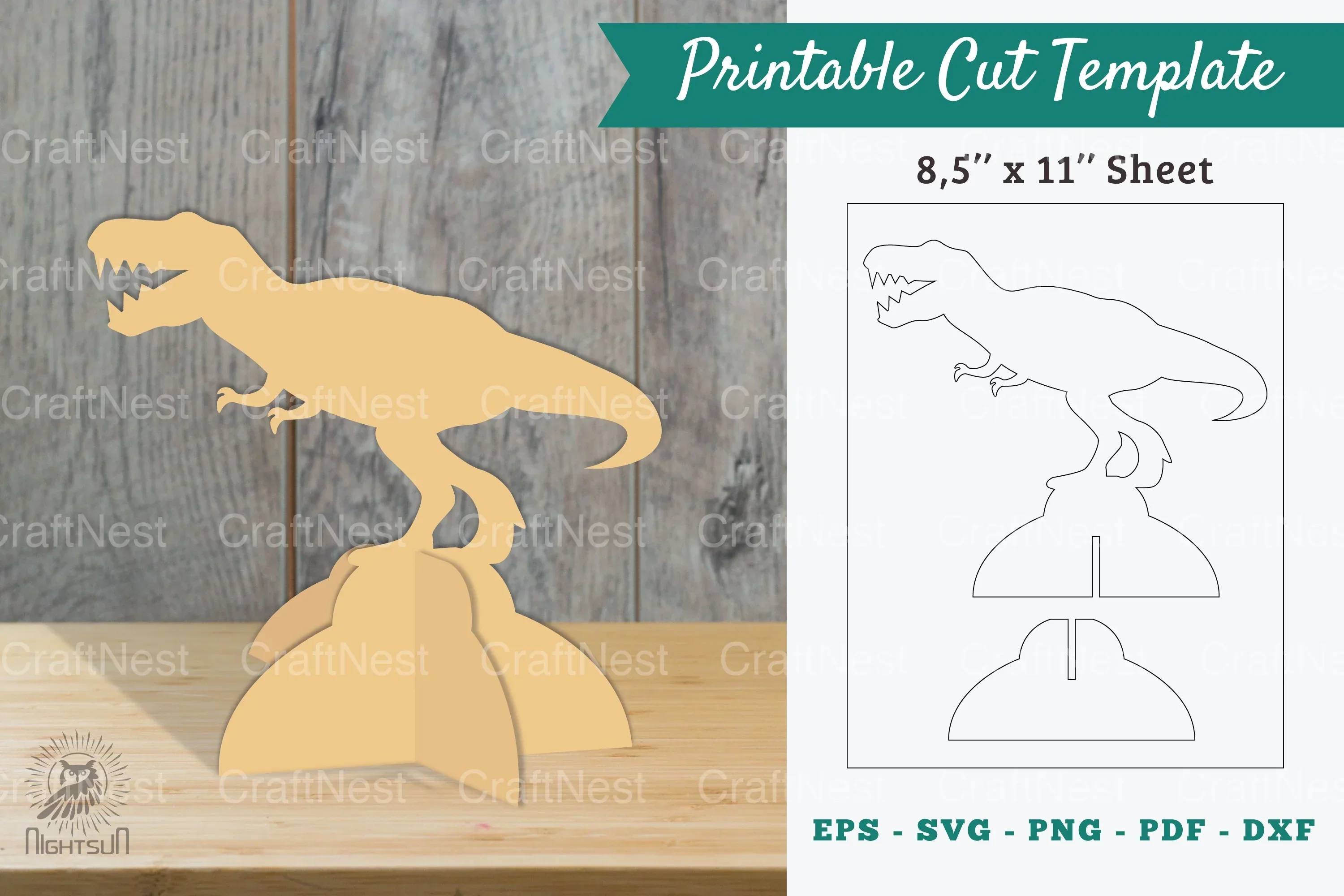 Tyrannosaurus Rex Printable Cut Template Bundle