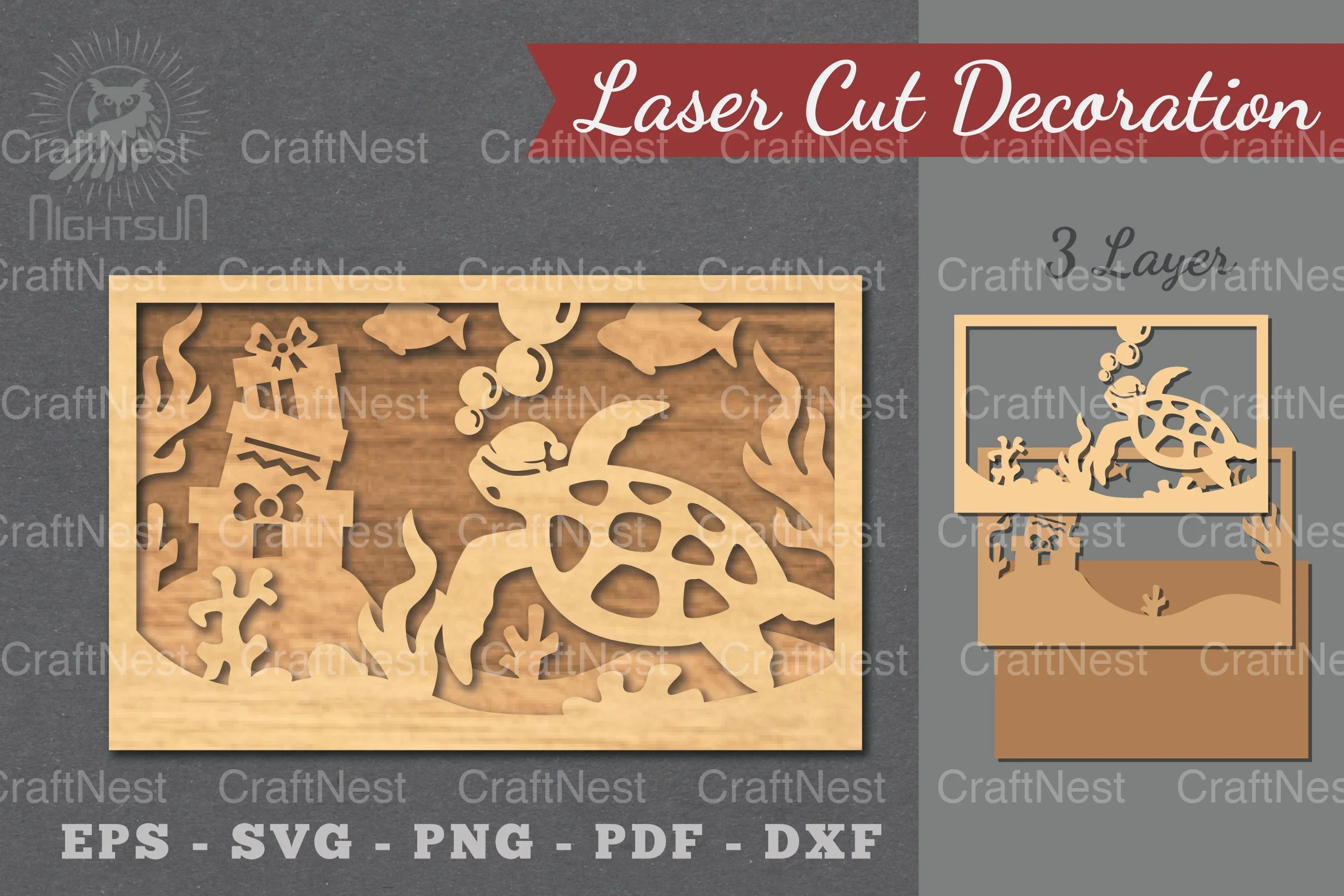 Underwater Christmas Scene Laser Cut Decoration Clipart Bundle