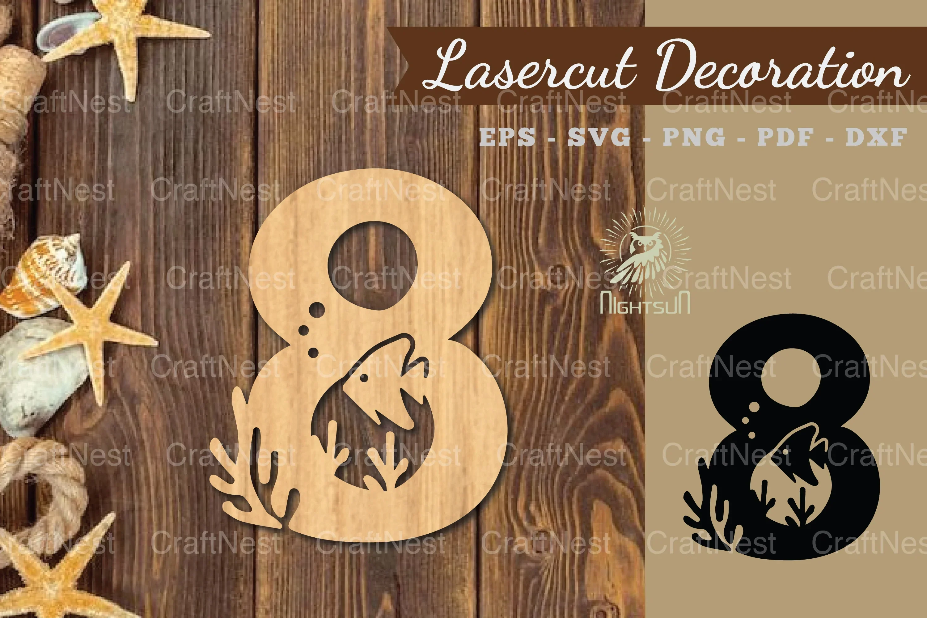 Underwater Number Eight Lasercut Decoration Clipart Bundle