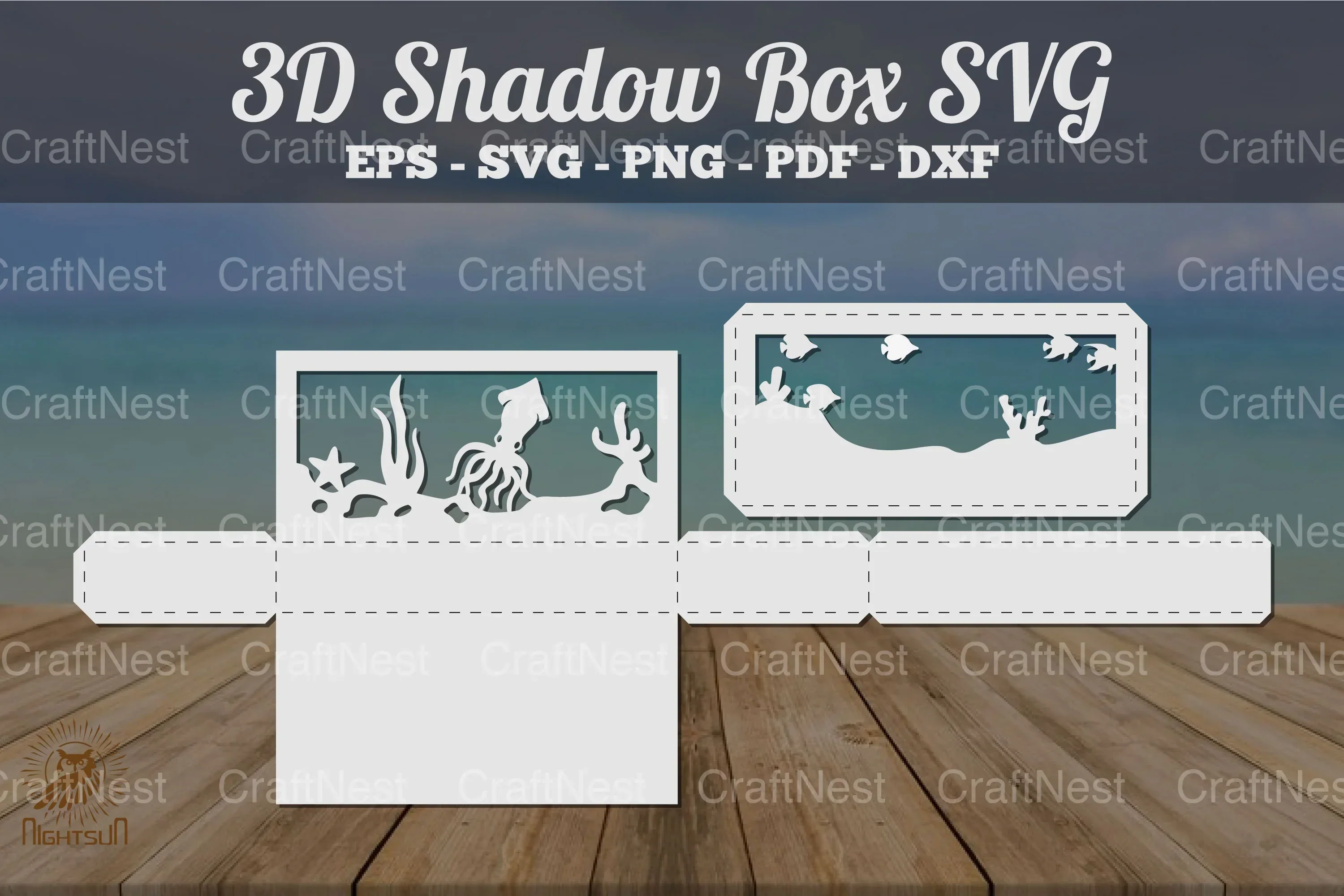 Underwater Scene 3D Shadow Box Bundle - Clipart Collection - Image 4