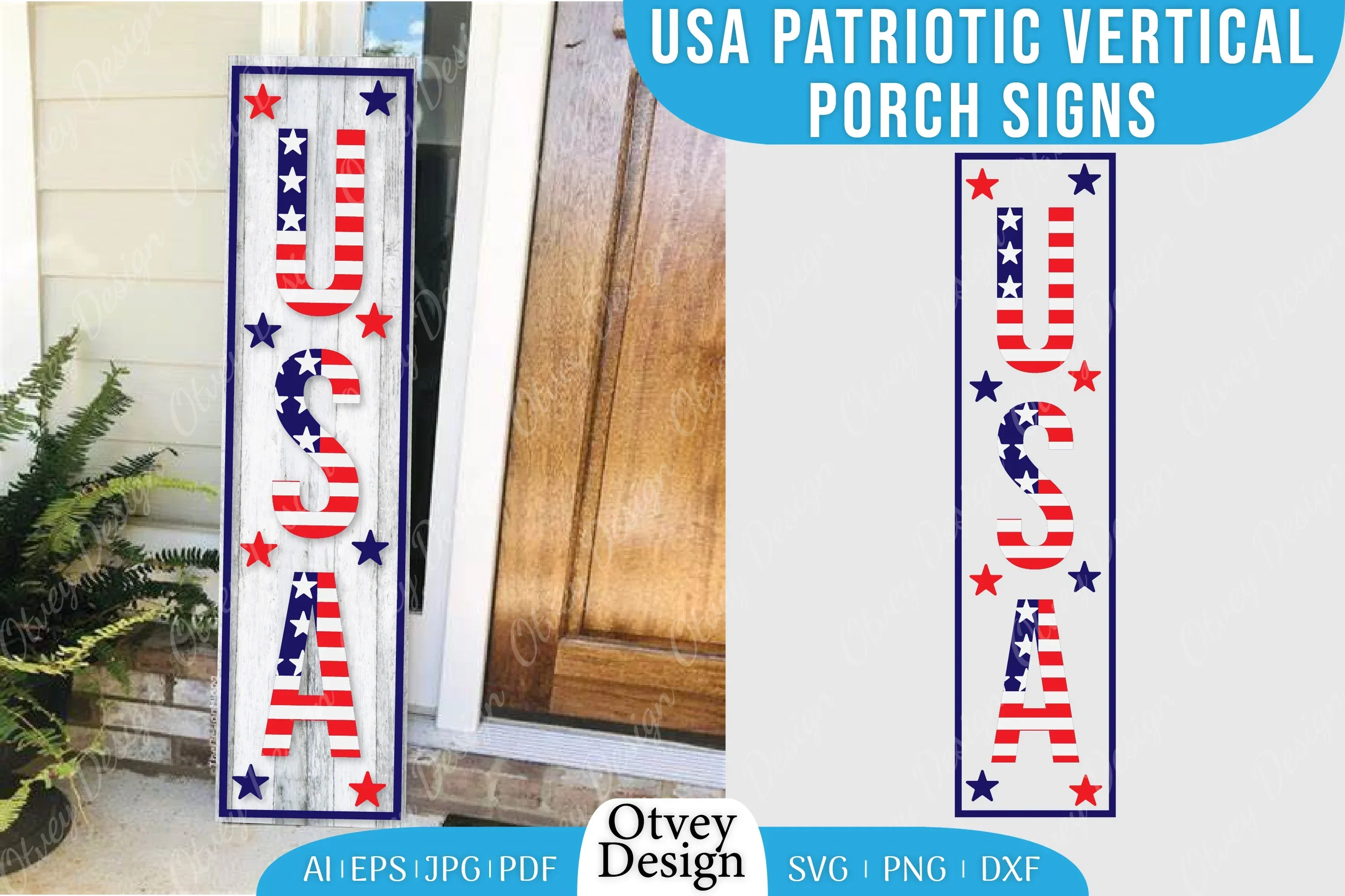 USA Patriotic Vertical Porch Signs SVG Bundle
