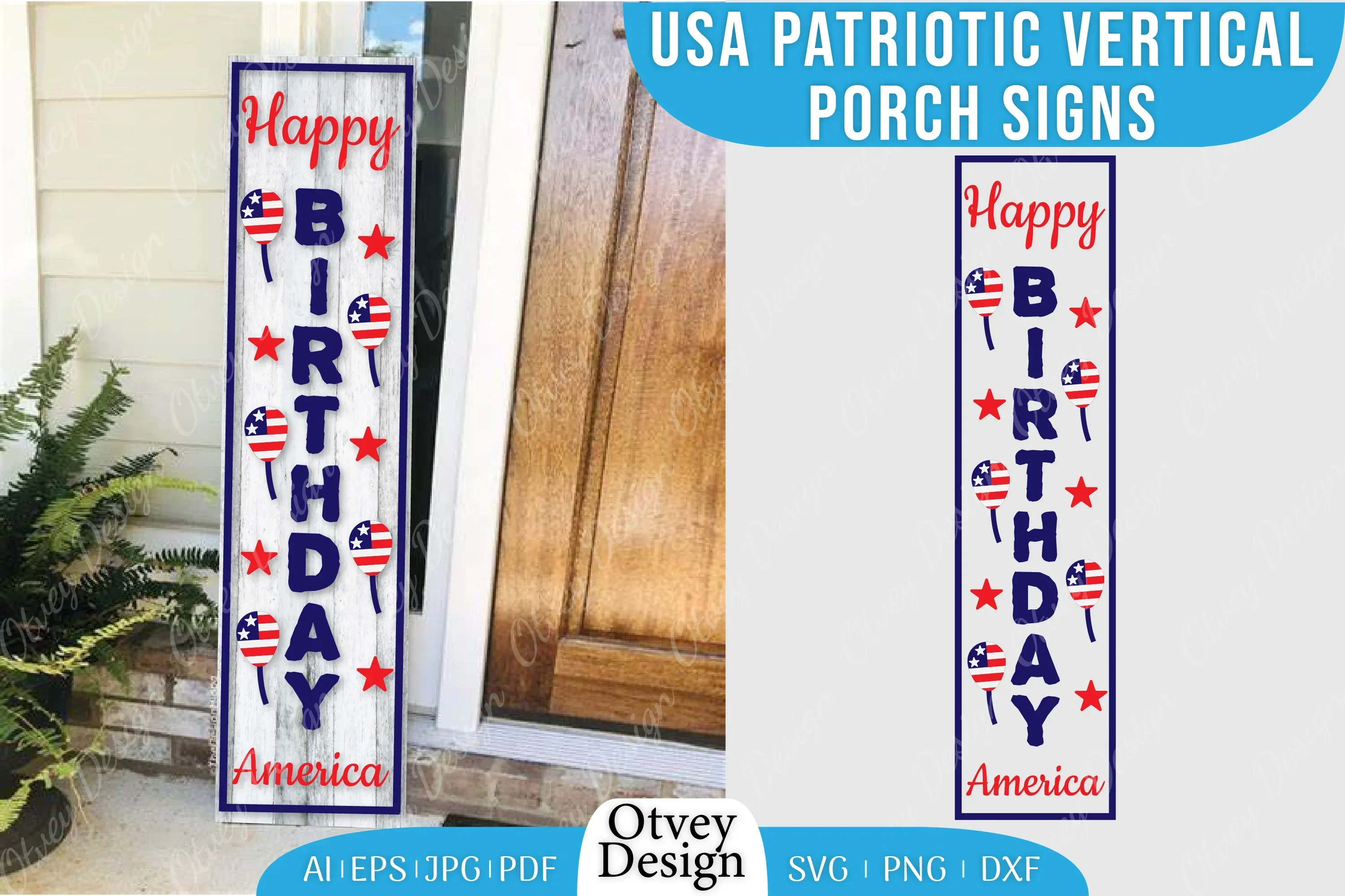 USA Patriotic Vertical Porch Signs SVG Bundle