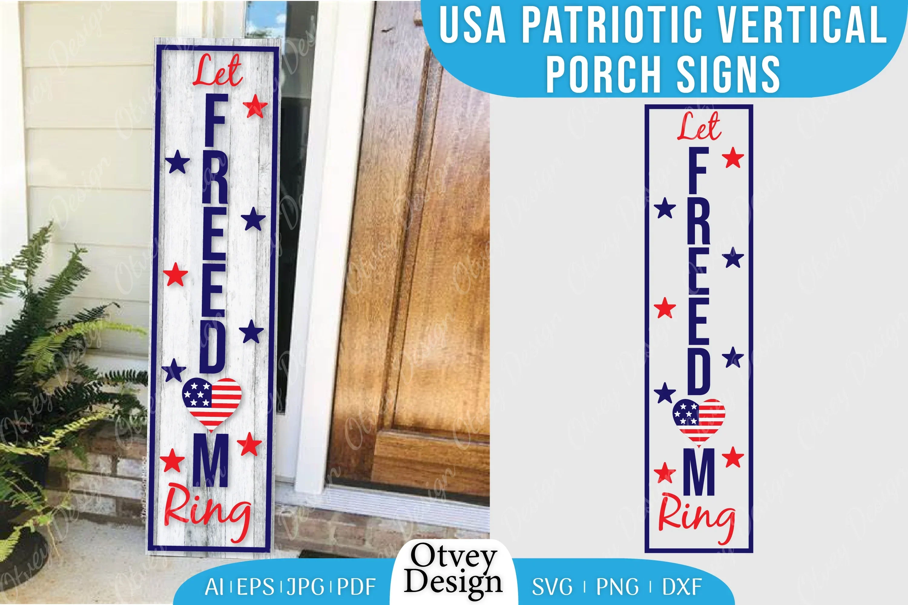 USA Patriotic Vertical Porch Signs SVG Bundle
