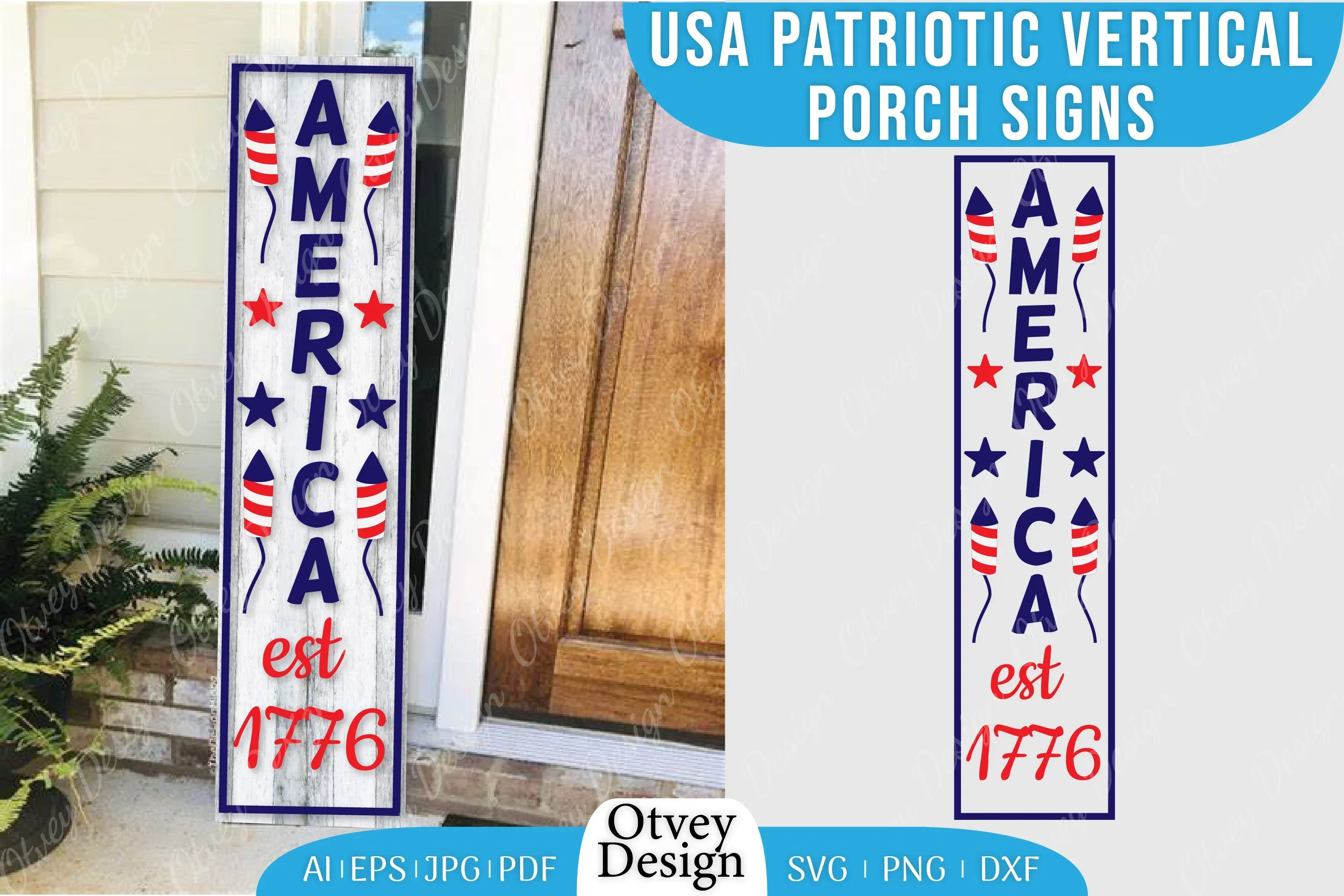 USA Patriotic Vertical Porch Signs SVG Bundle