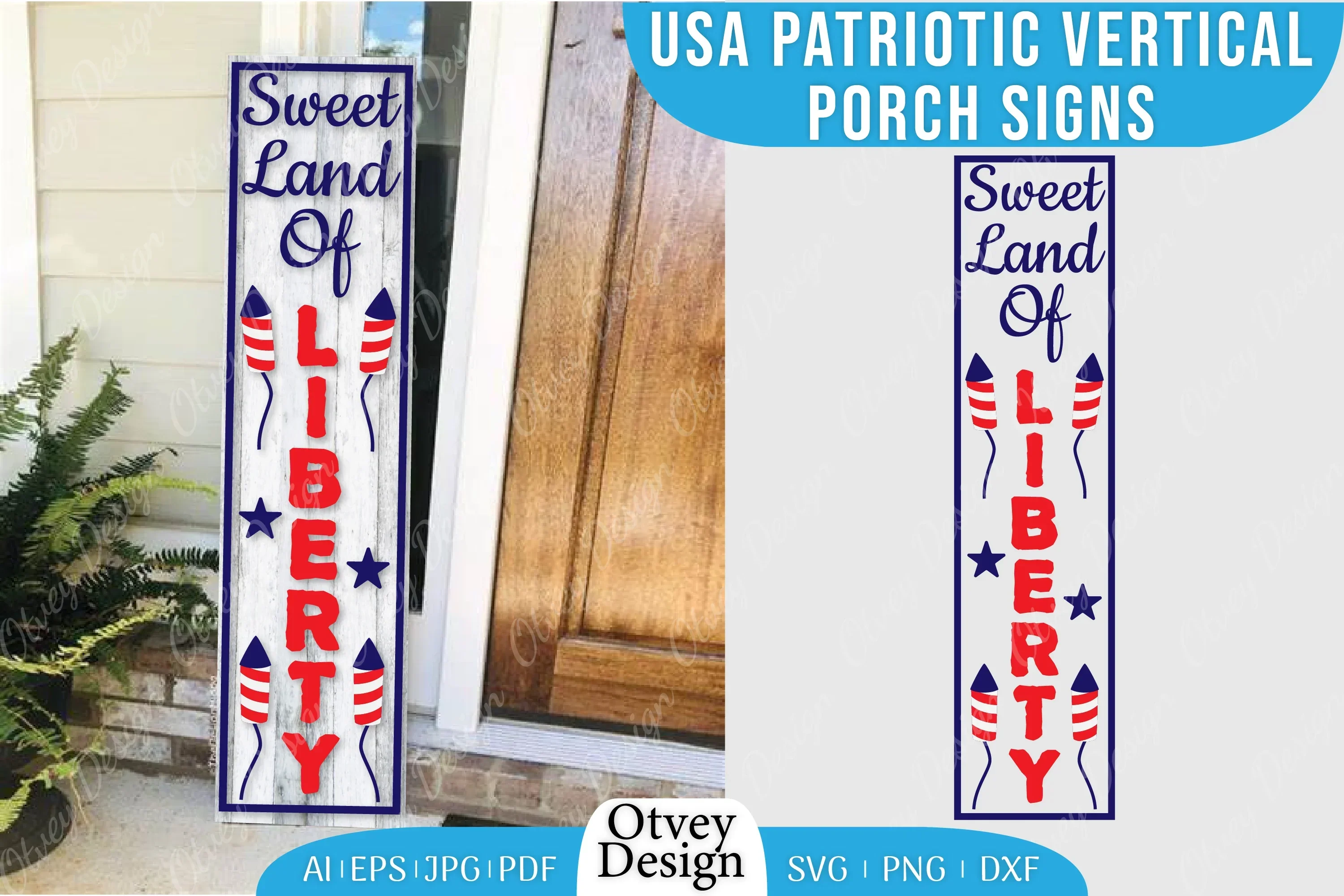USA Patriotic Vertical Porch Signs SVG Bundle