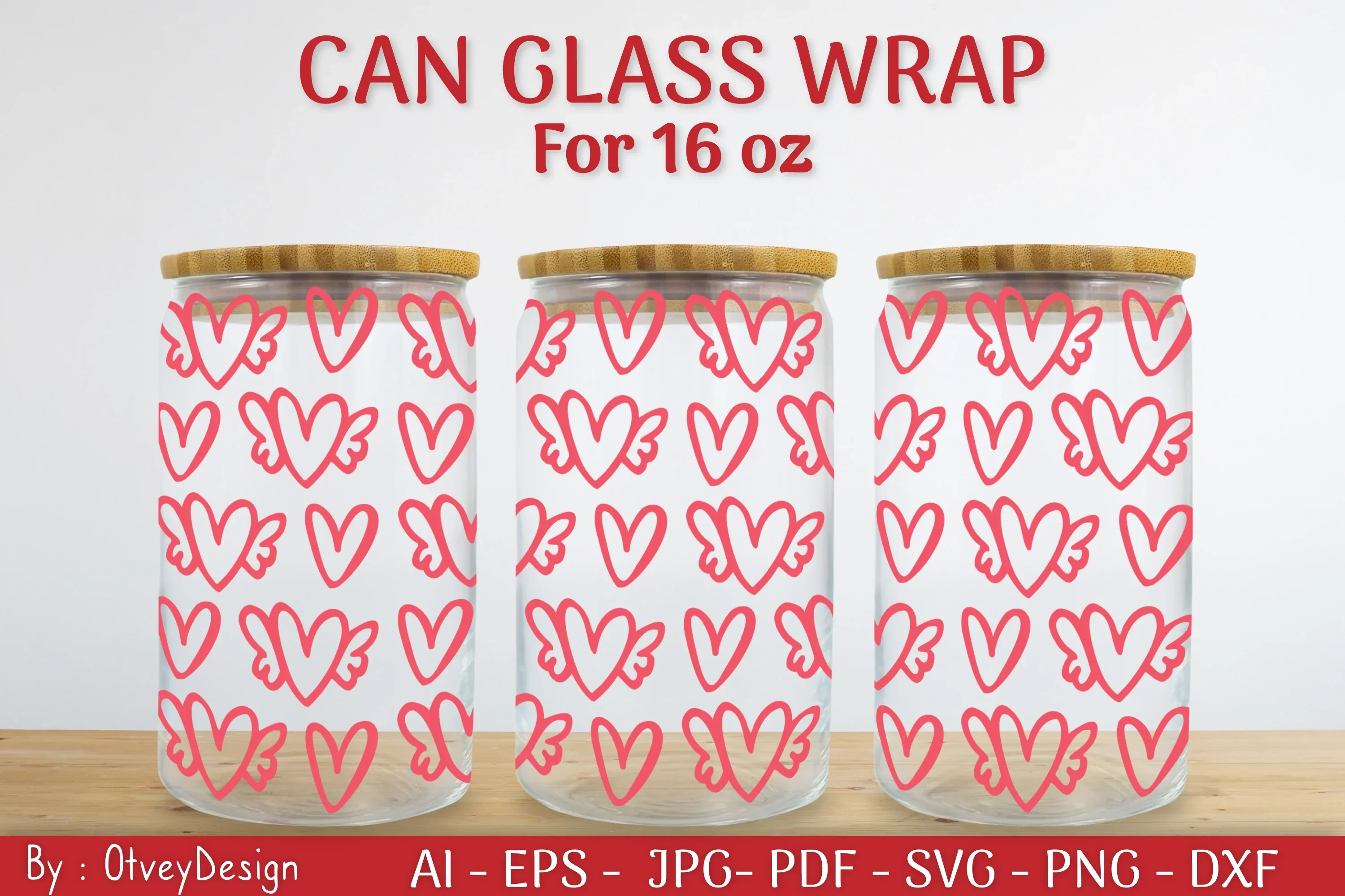 Valentine Can Glass 16 OZ SVG Bundle - Image 2