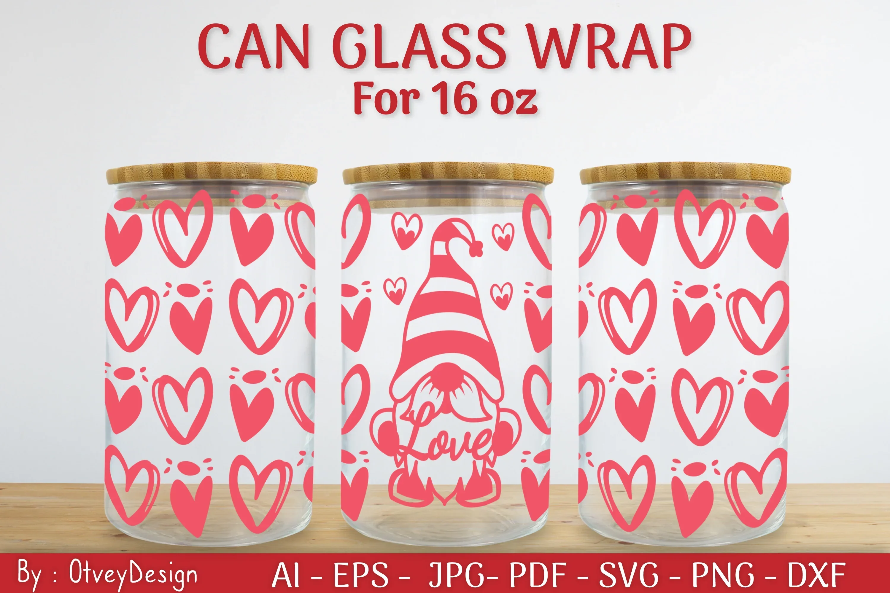Valentine Can Glass 16 OZ SVG Bundle - Image 2