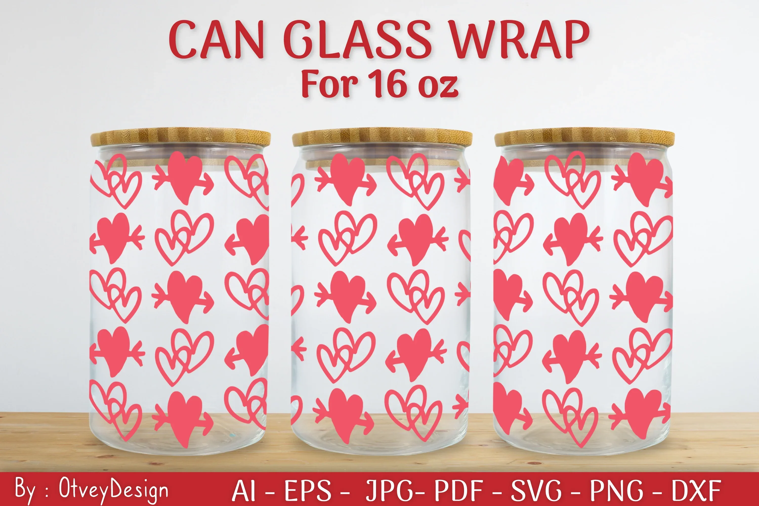 Valentine Can Glass 16 OZ SVG Bundle - Image 2