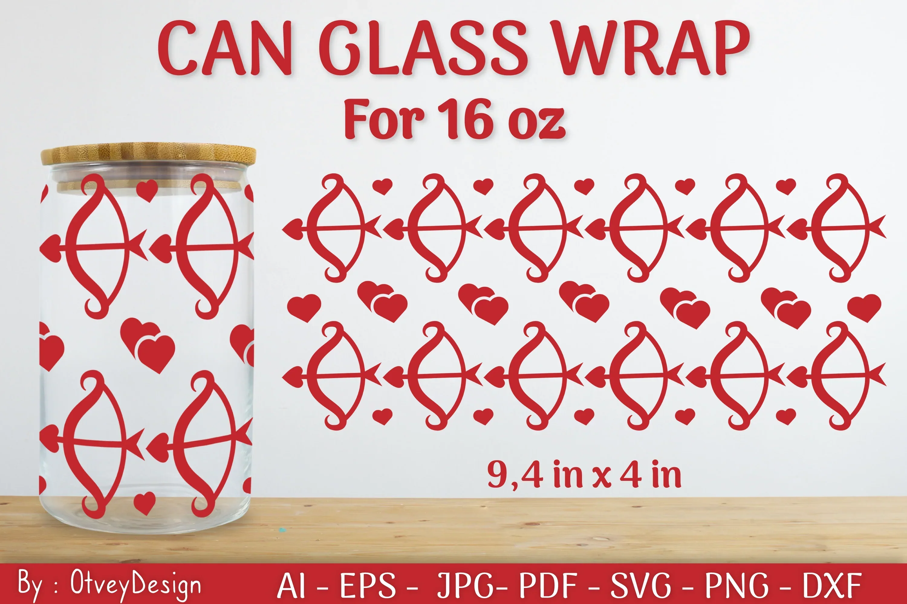 Valentine Can Glass 16 OZ SVG Bundle