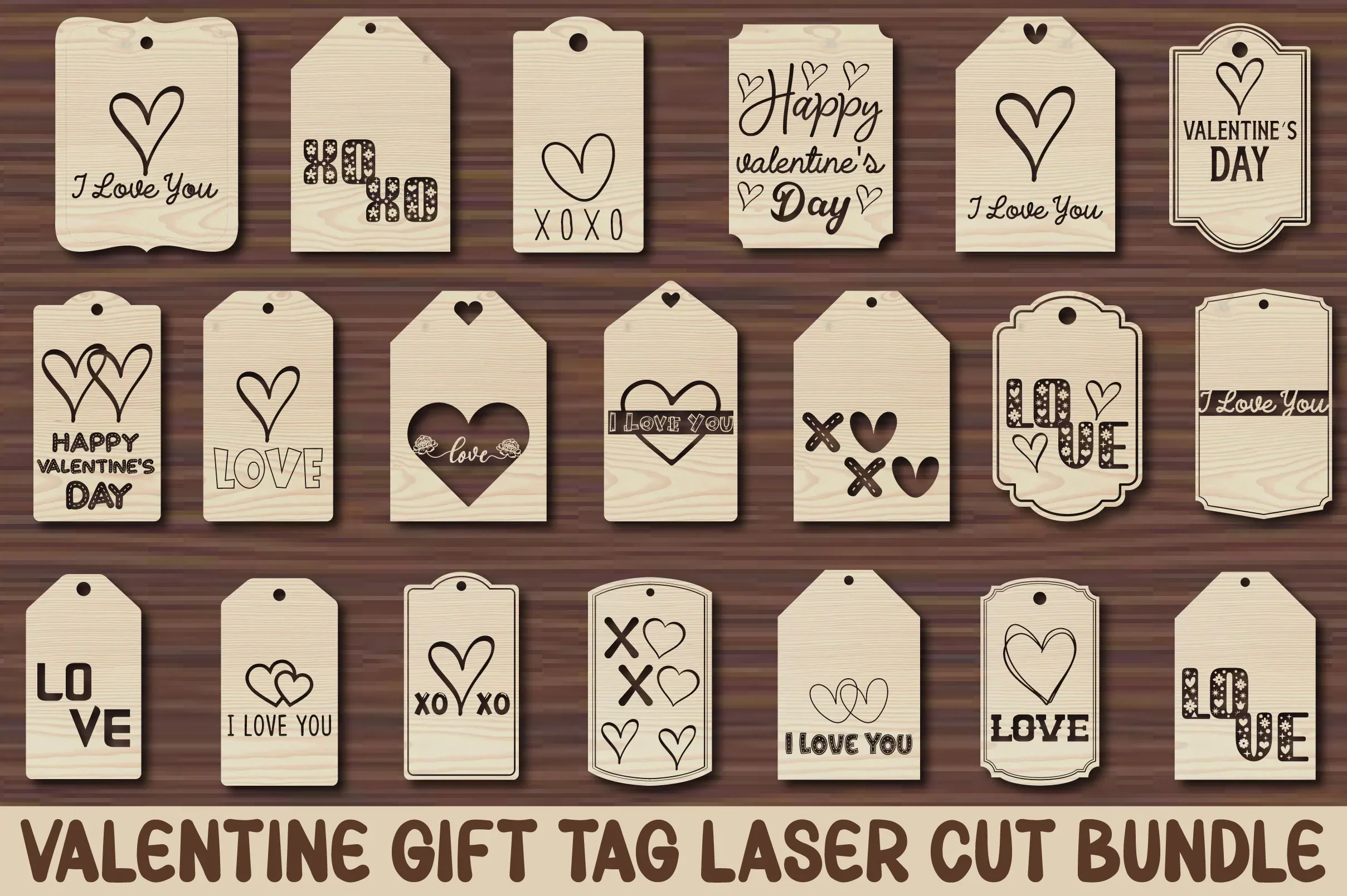 Valentine Gift Tag Laser Cut Bundle