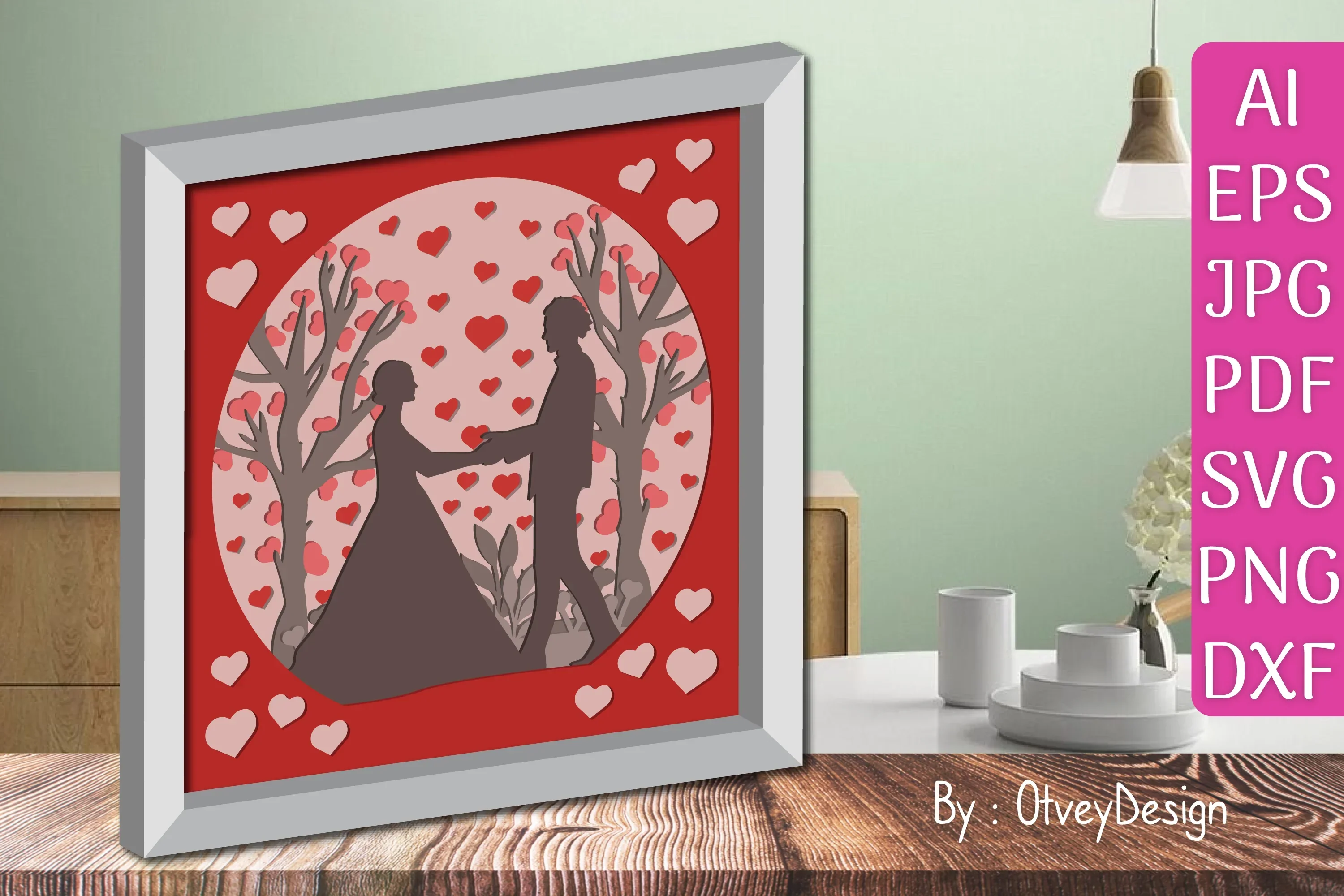 Valentine Gnome Shadow Box SVG Bundle - Image 2