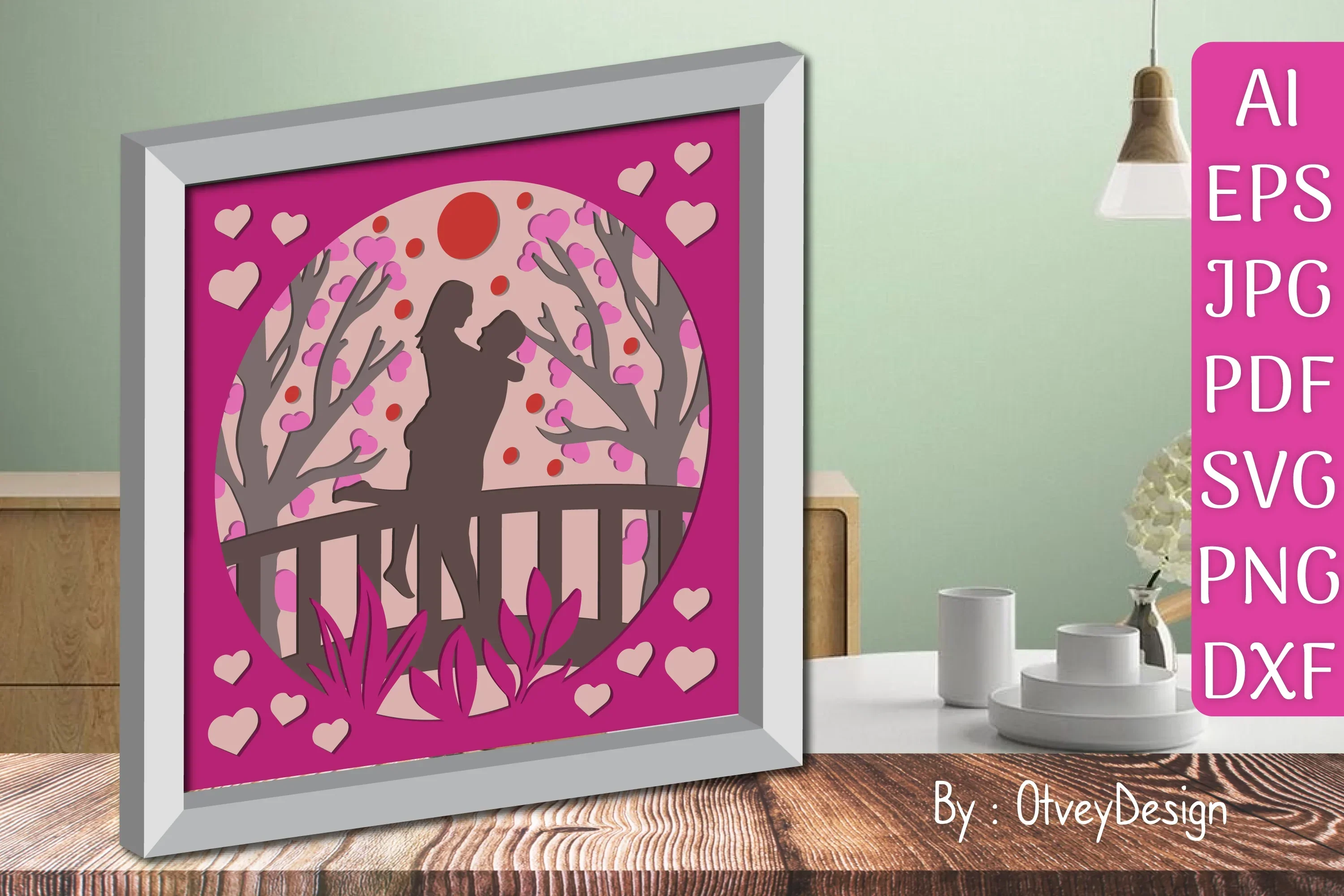 Valentine Gnome Shadow Box SVG Bundle - Image 2