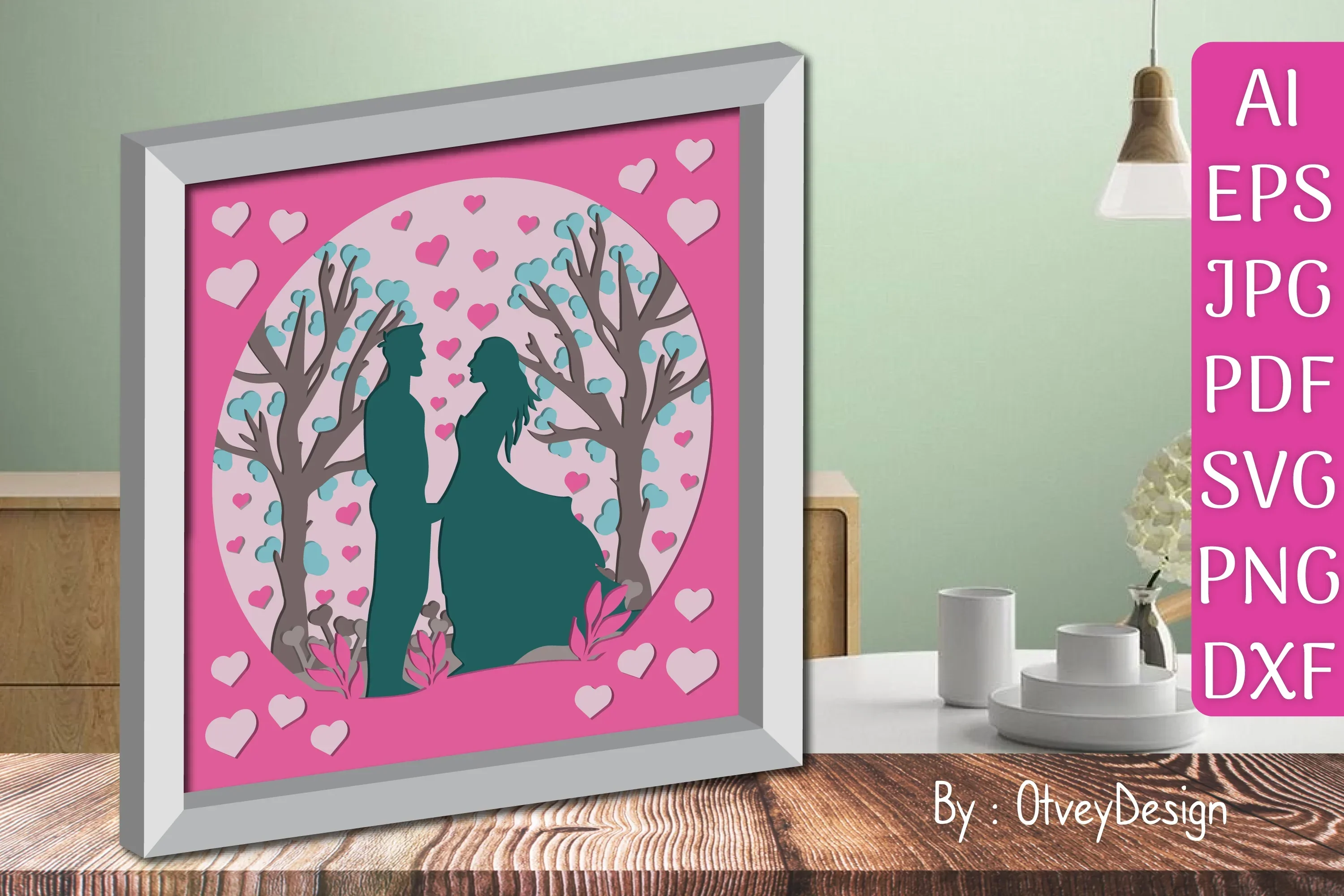 Valentine Gnome Shadow Box SVG Bundle - Image 2