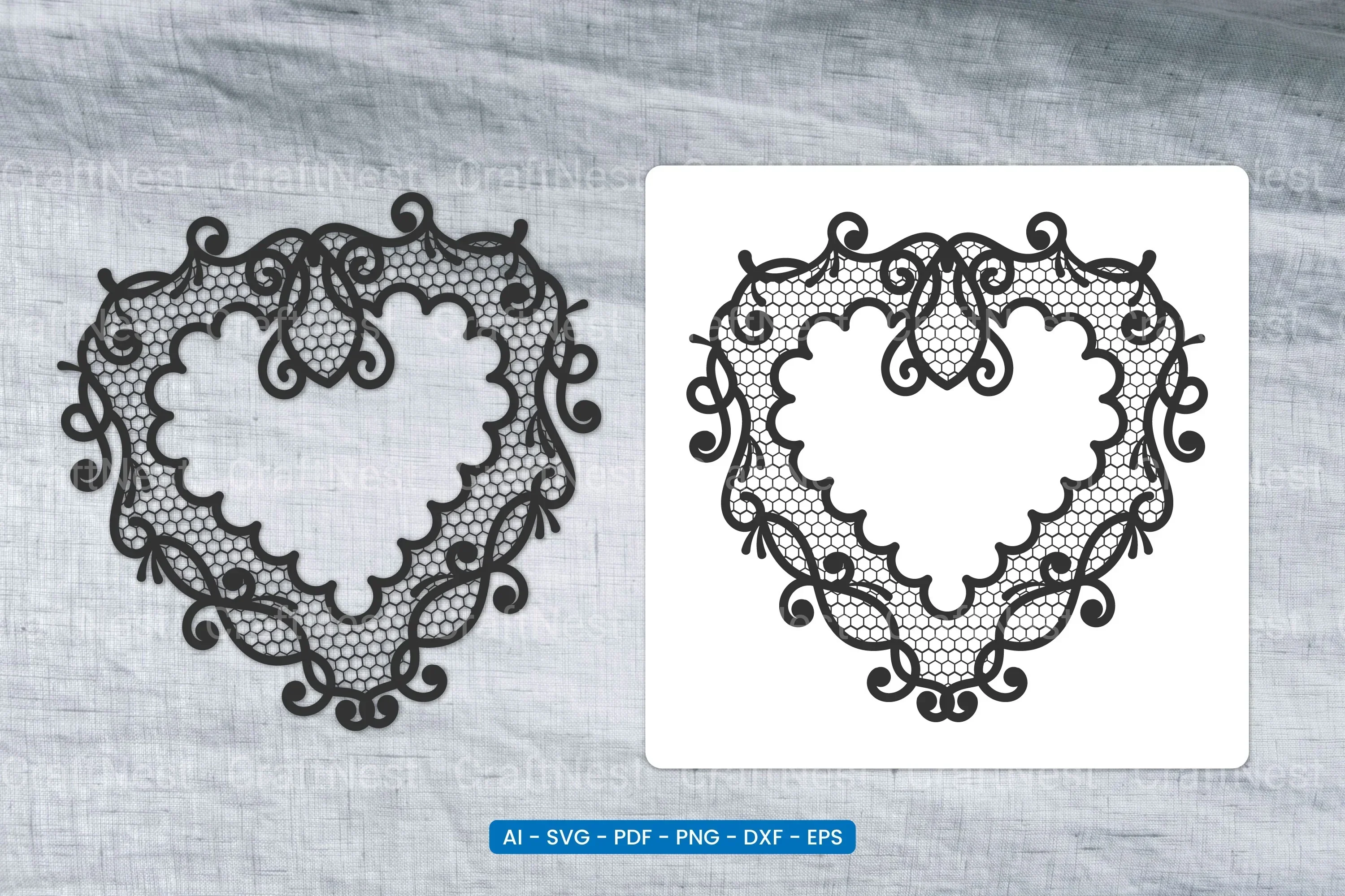 Valentine Lace Heart SVG Bundle