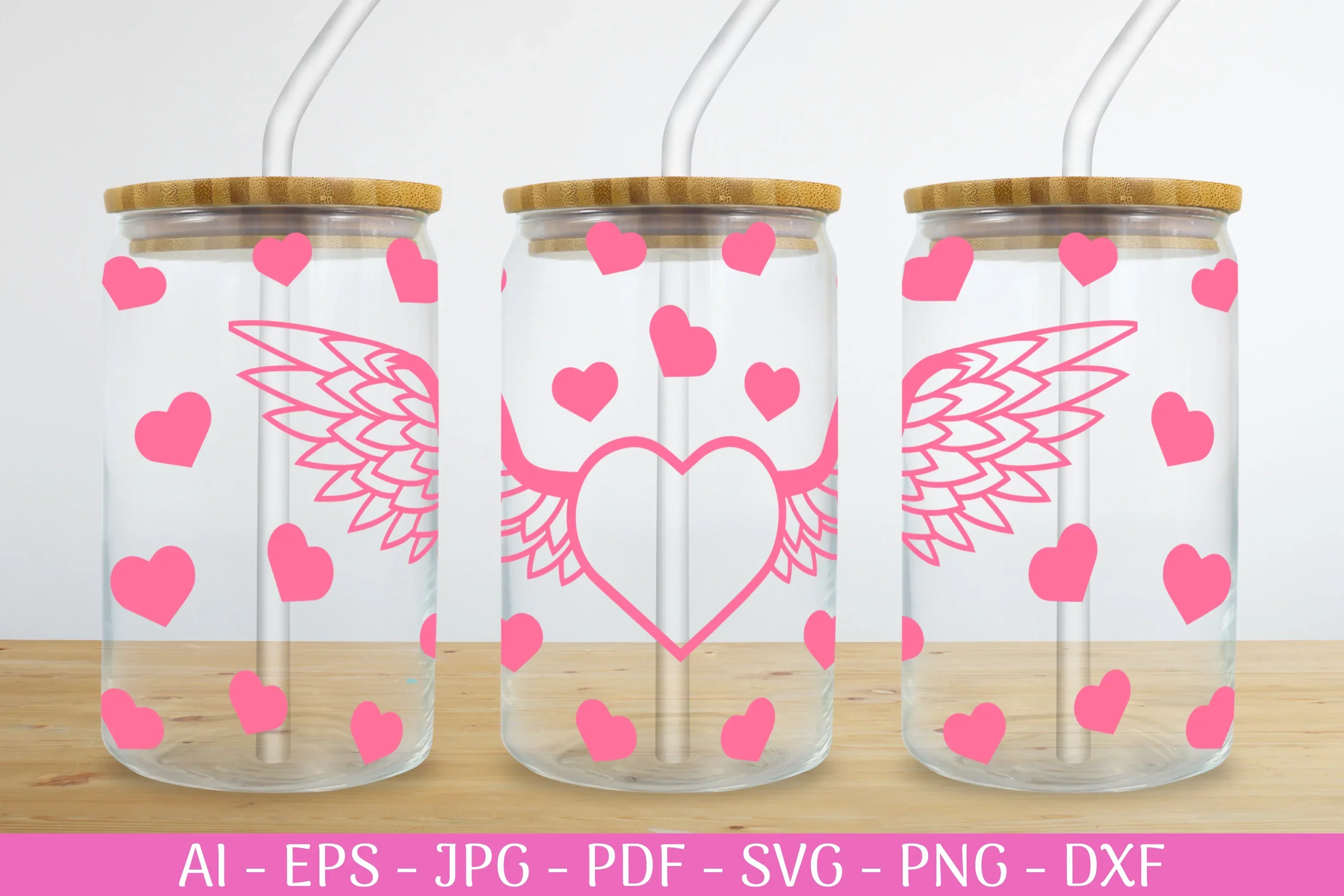 Valentine's Can Glass Wrap SVG Bundle - Image 2