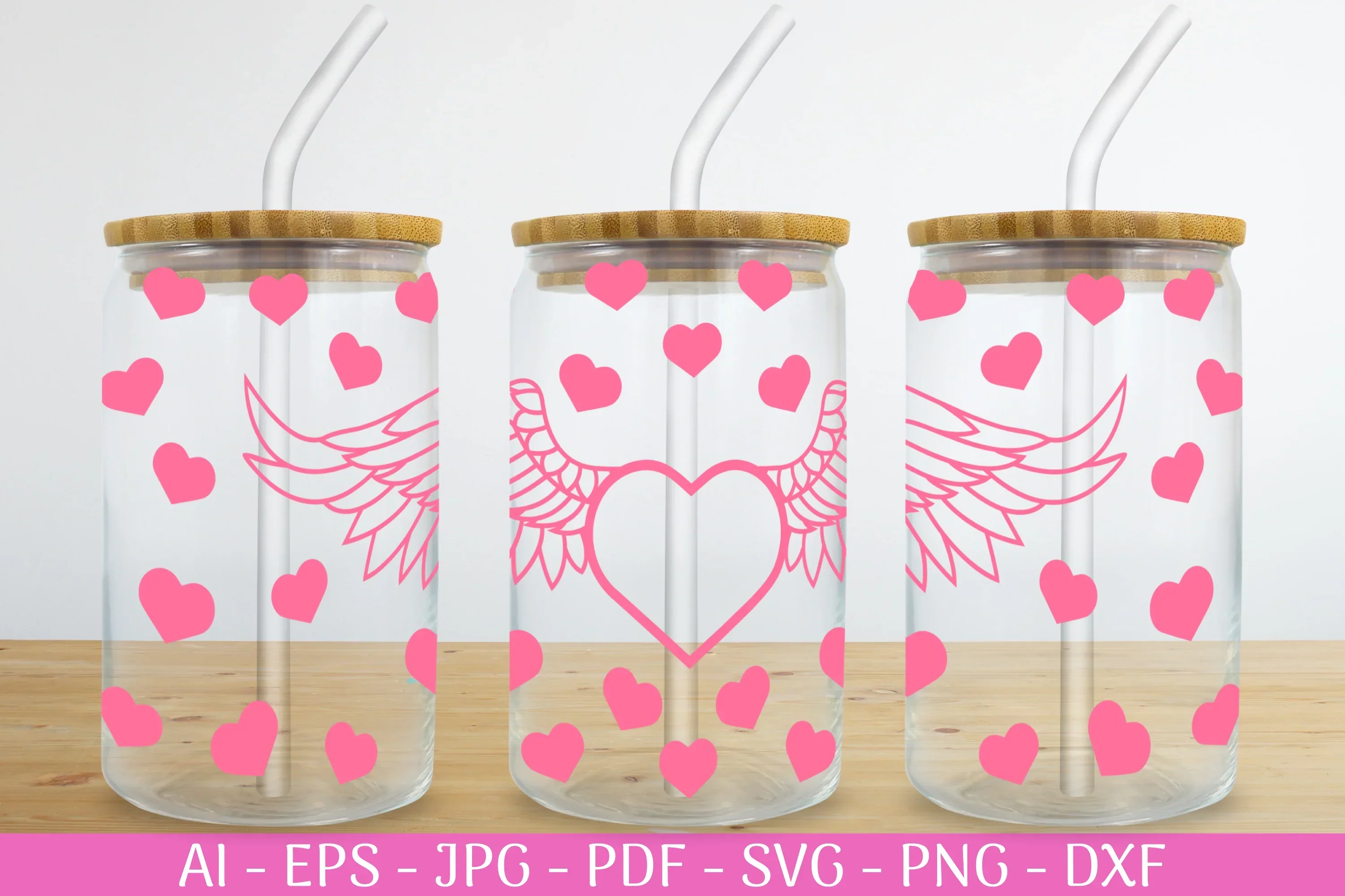 Valentine's Can Glass Wrap SVG Bundle