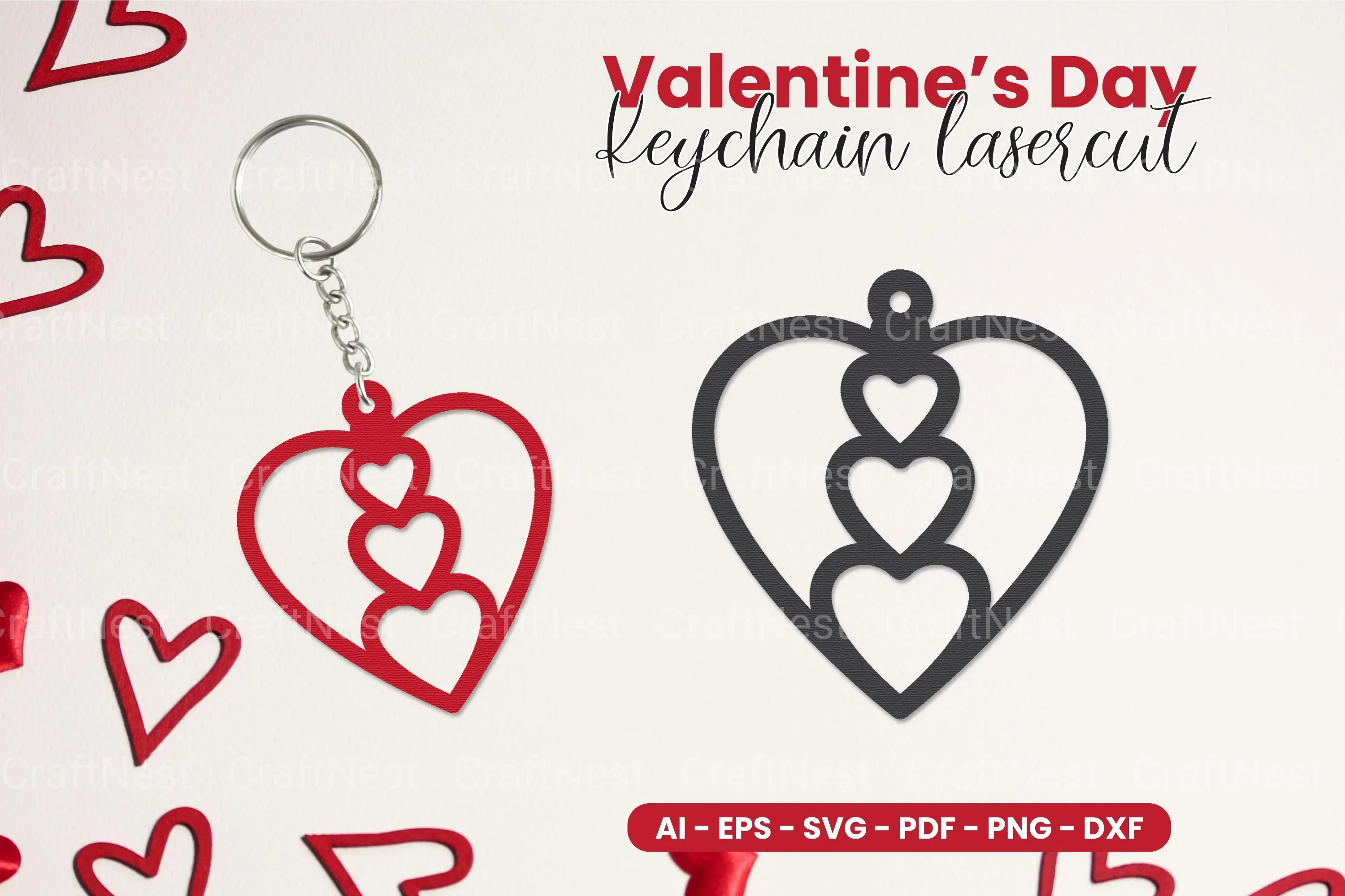 Valentine's Day Keychain Laser Cut SVG Bundle