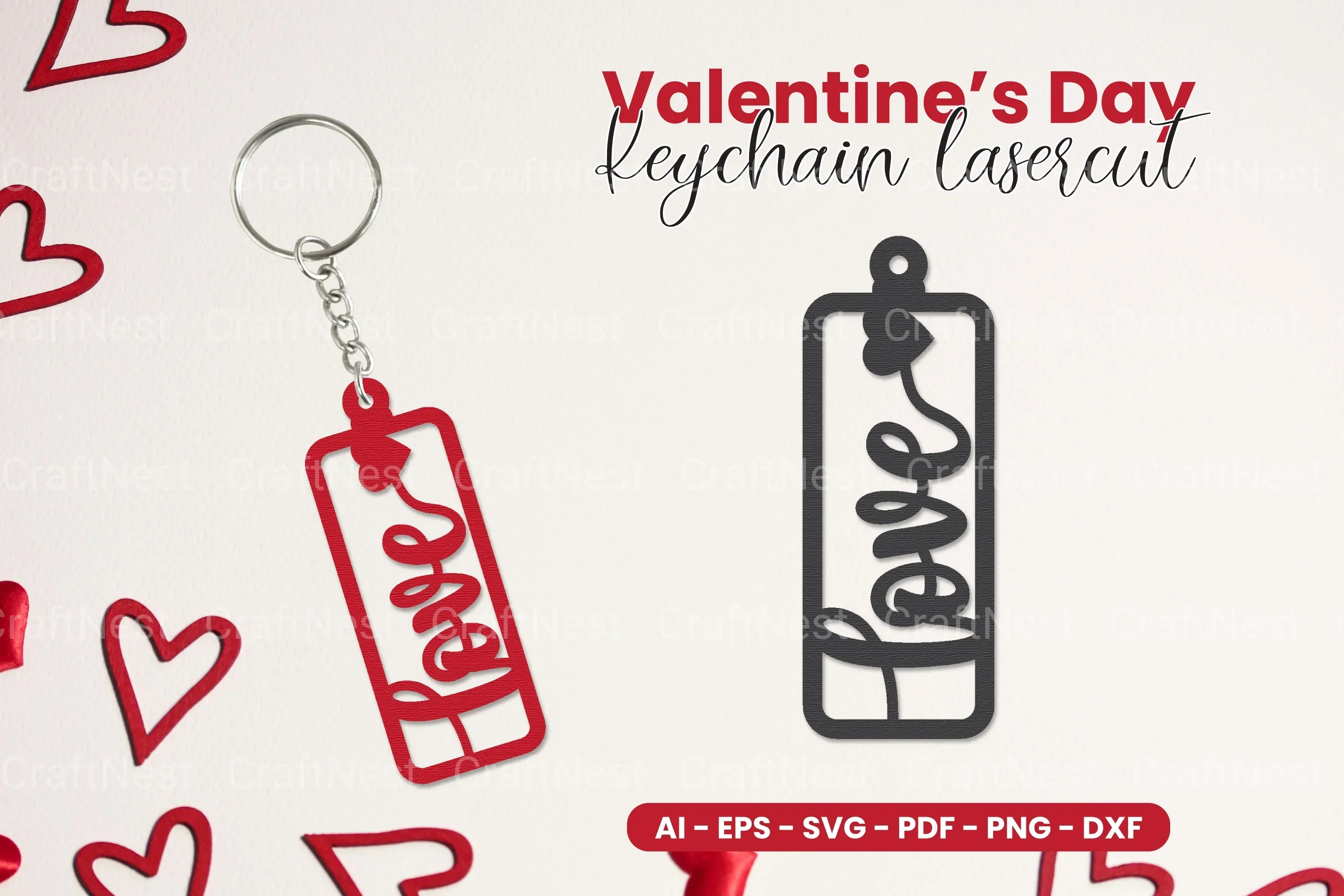 Valentine's Day Keychain Laser Cut SVG Bundle