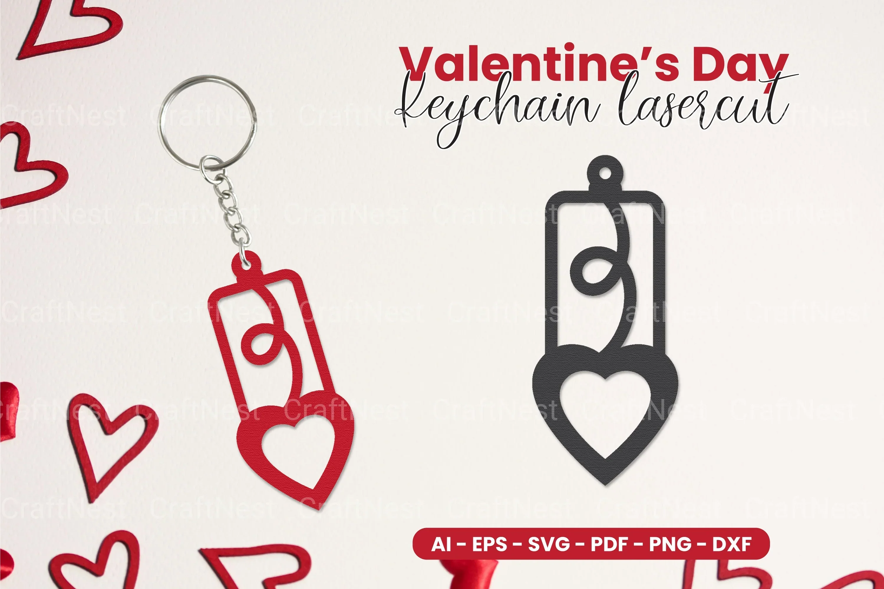 Valentine's Day Keychain Laser Cut SVG Bundle