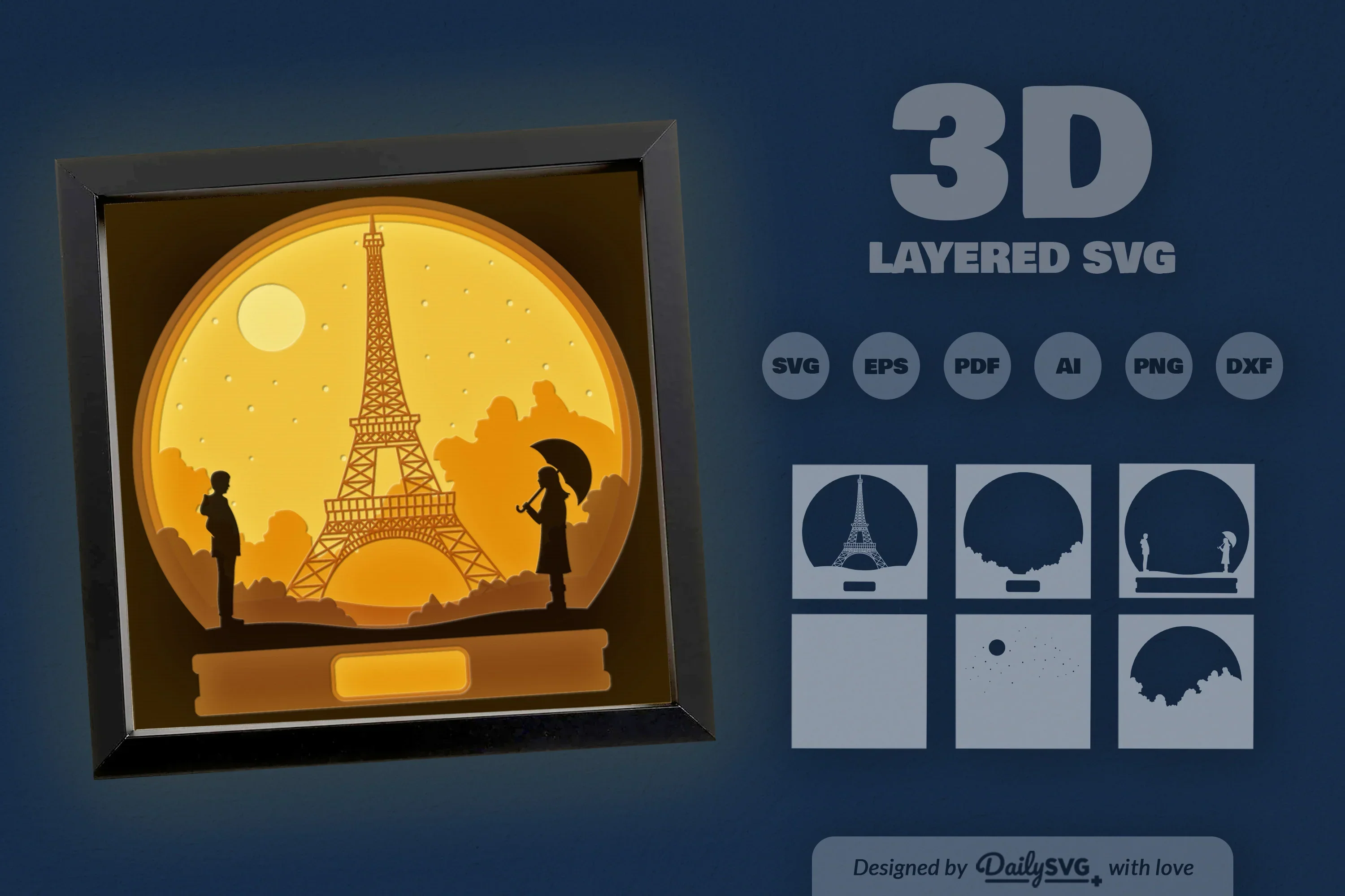 Valentine's Day Paris Papercut SVG Bundle - Image 3