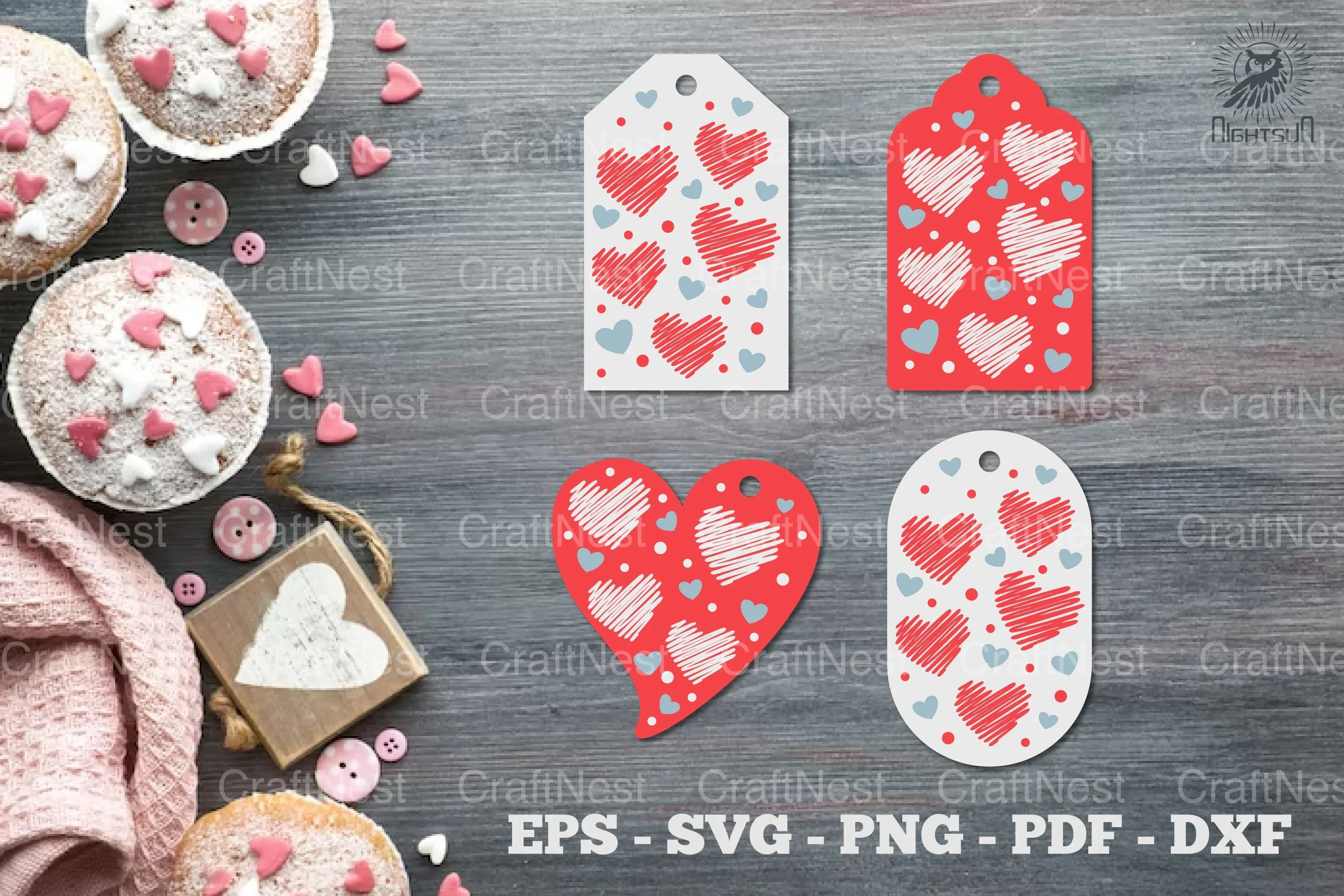 Valentine's Tags Template SVG Bundle