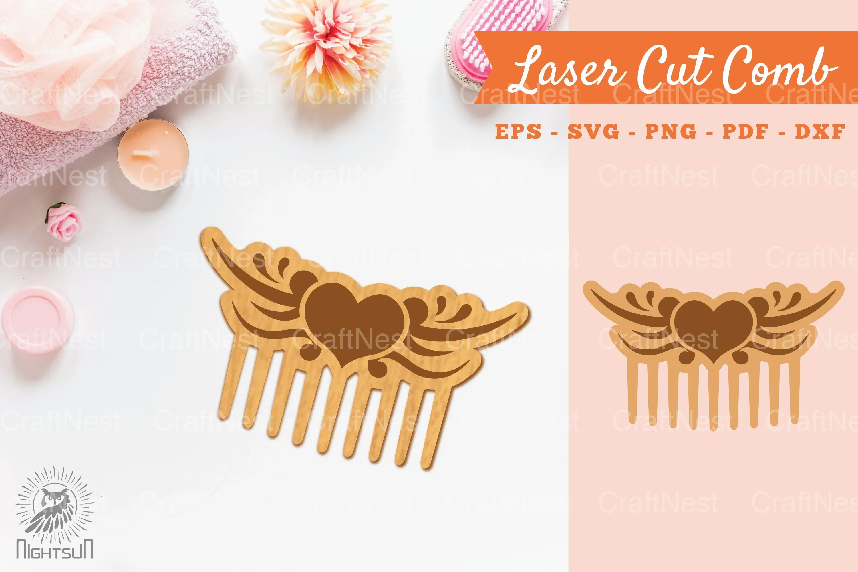 Victorian Heart Laser Cut Comb Clipart Bundle