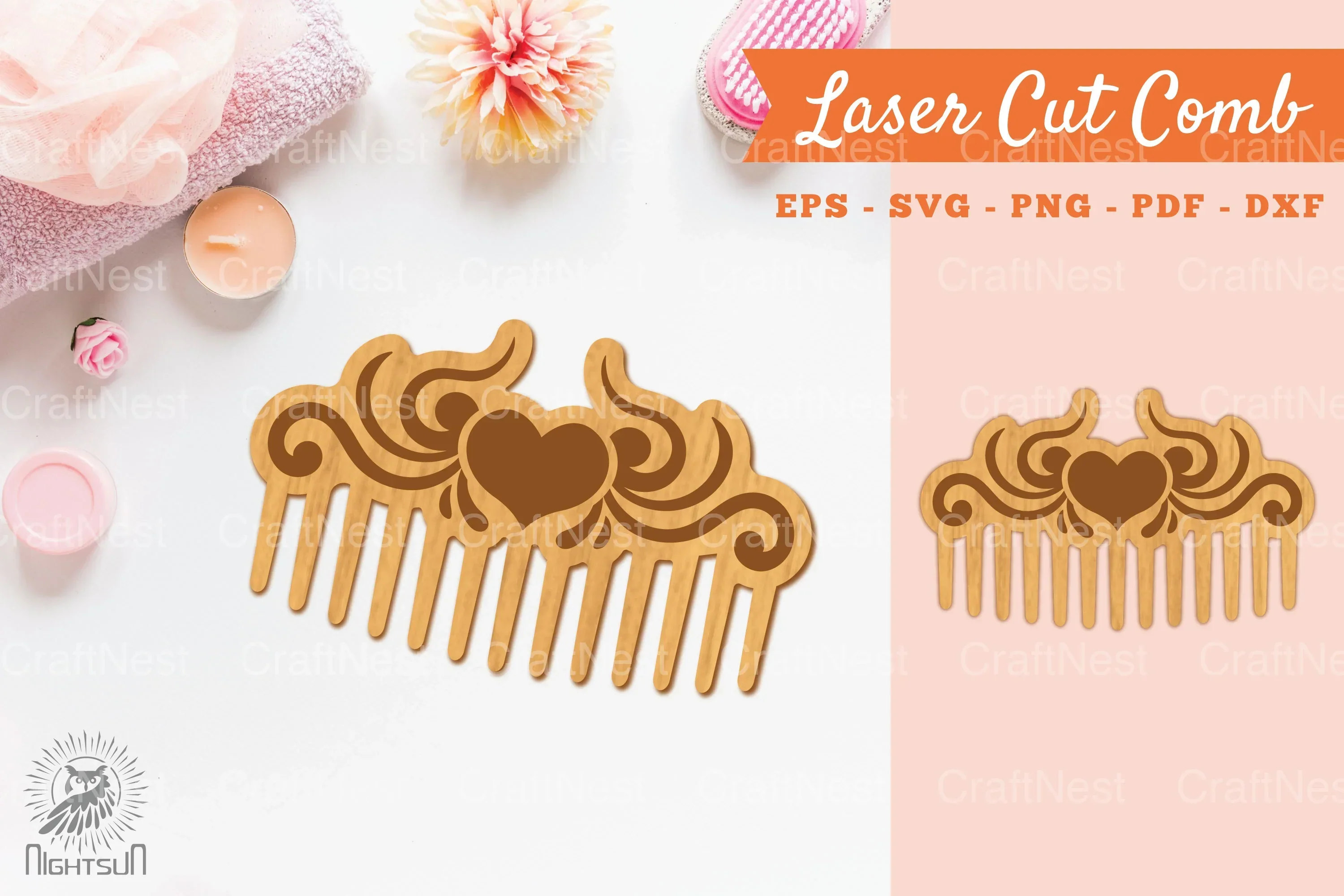 Victorian Heart Laser Cut Comb Clipart Bundle
