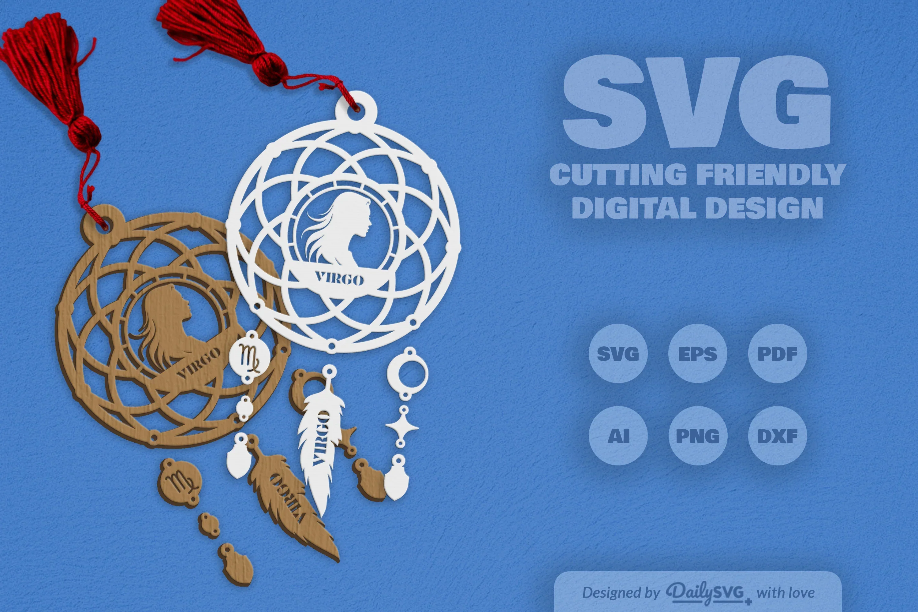 Virgo Dream Catcher Laser Cut Clipart Set - Image 10