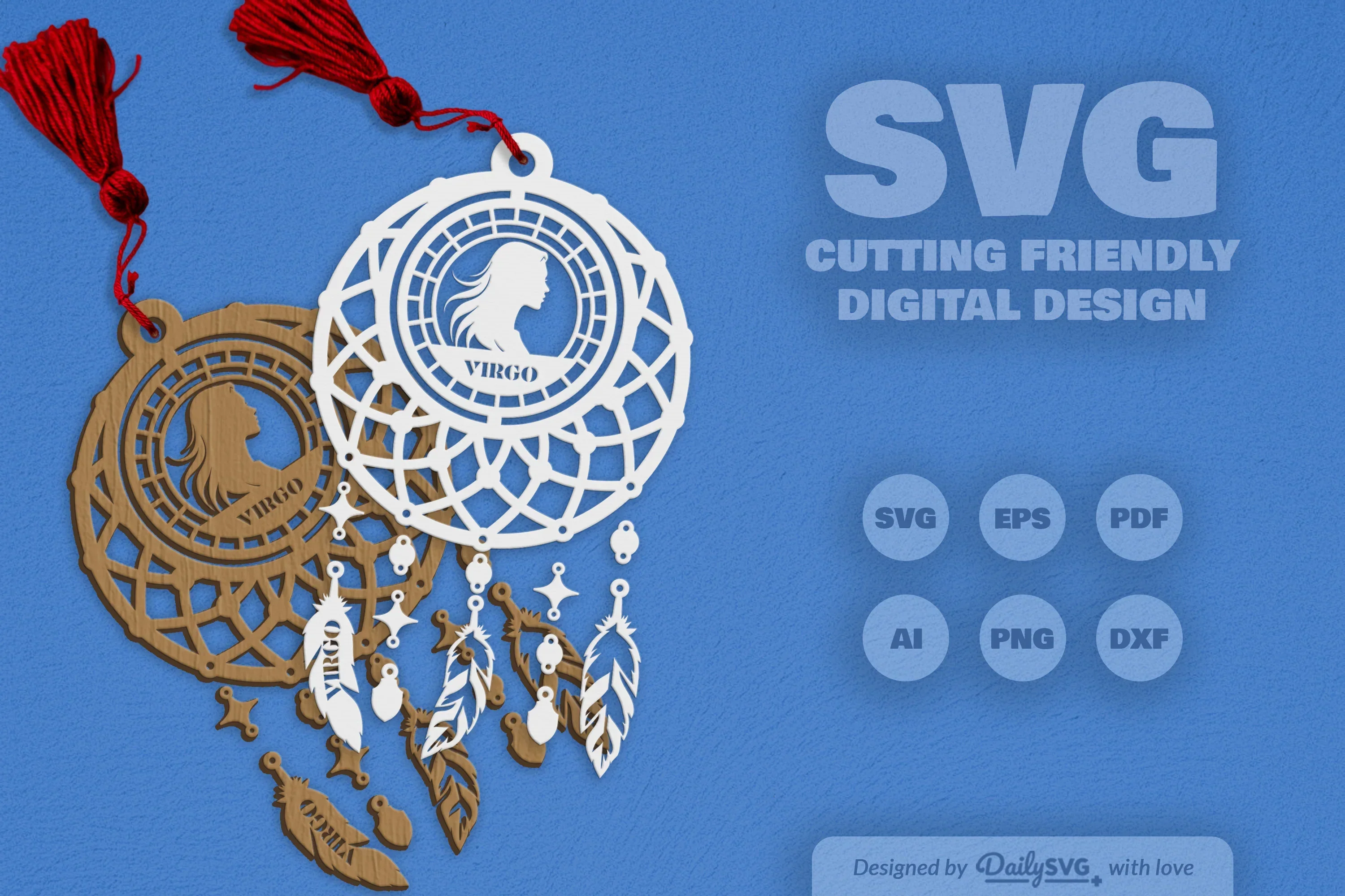 Virgo Dream Catcher Laser Cut Clipart Set - Image 6