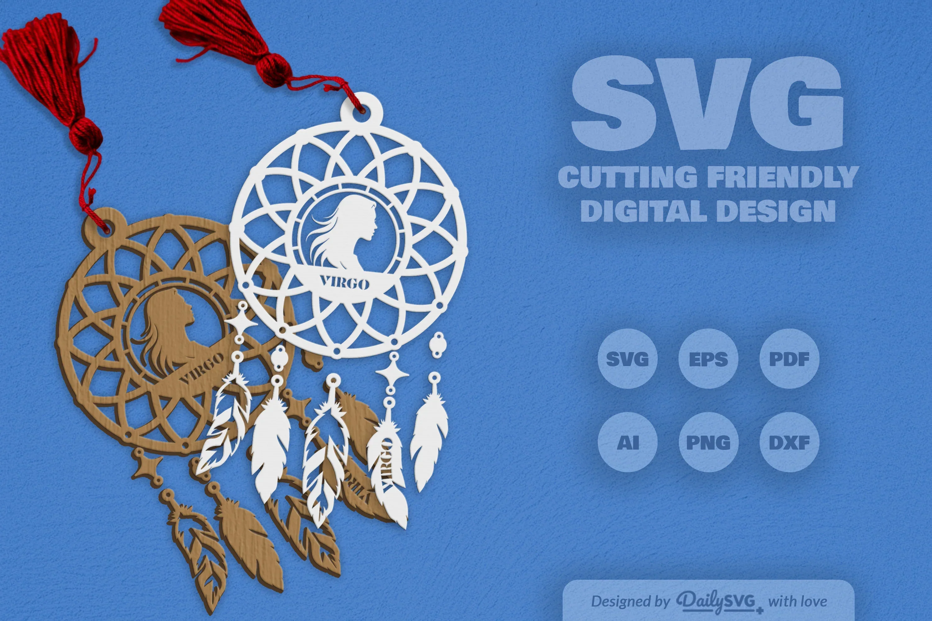 Virgo Dream Catcher Laser Cut Clipart Set - Image 9