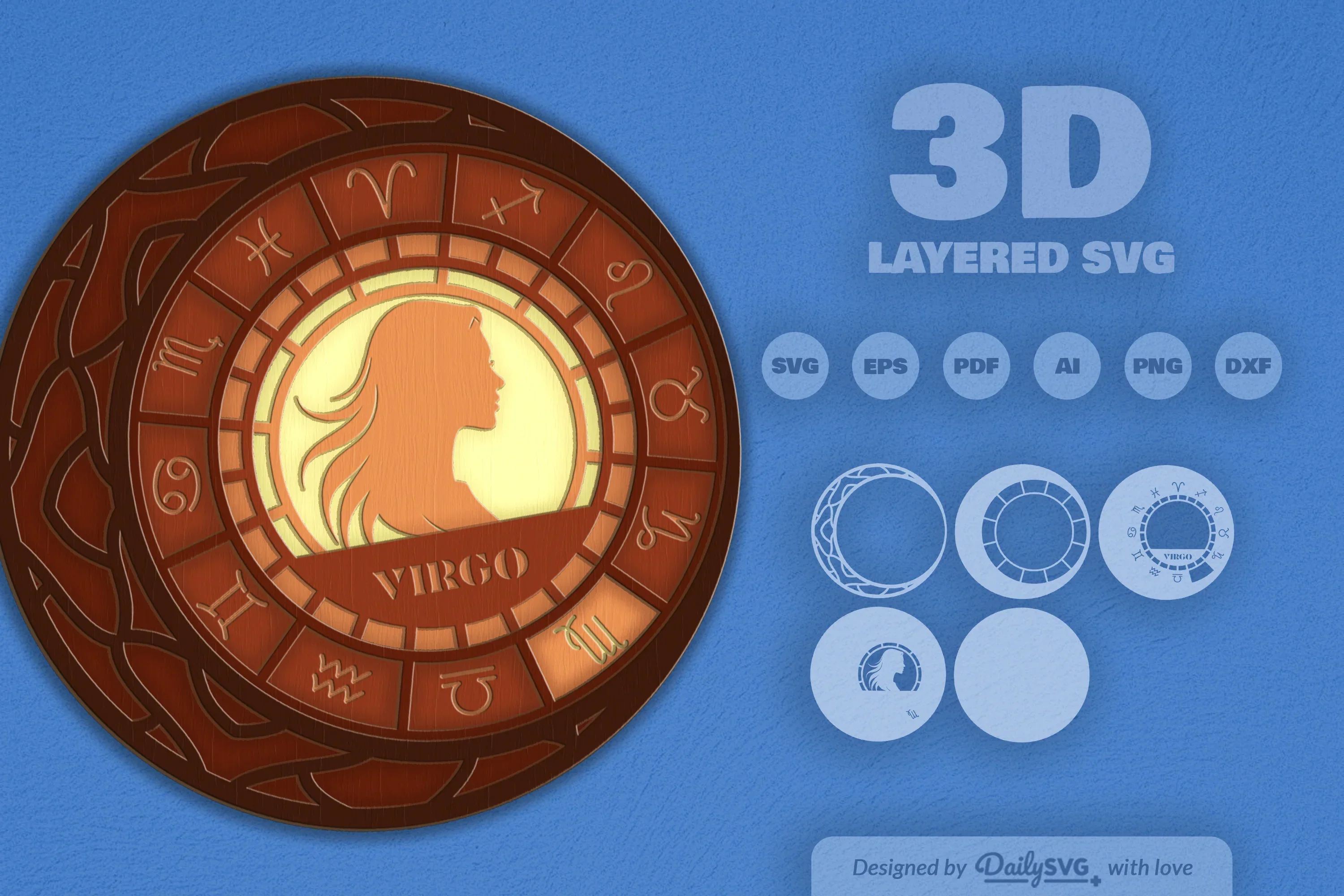 Virgo Zodiac Laser Cut SVG Bundle - Image 2