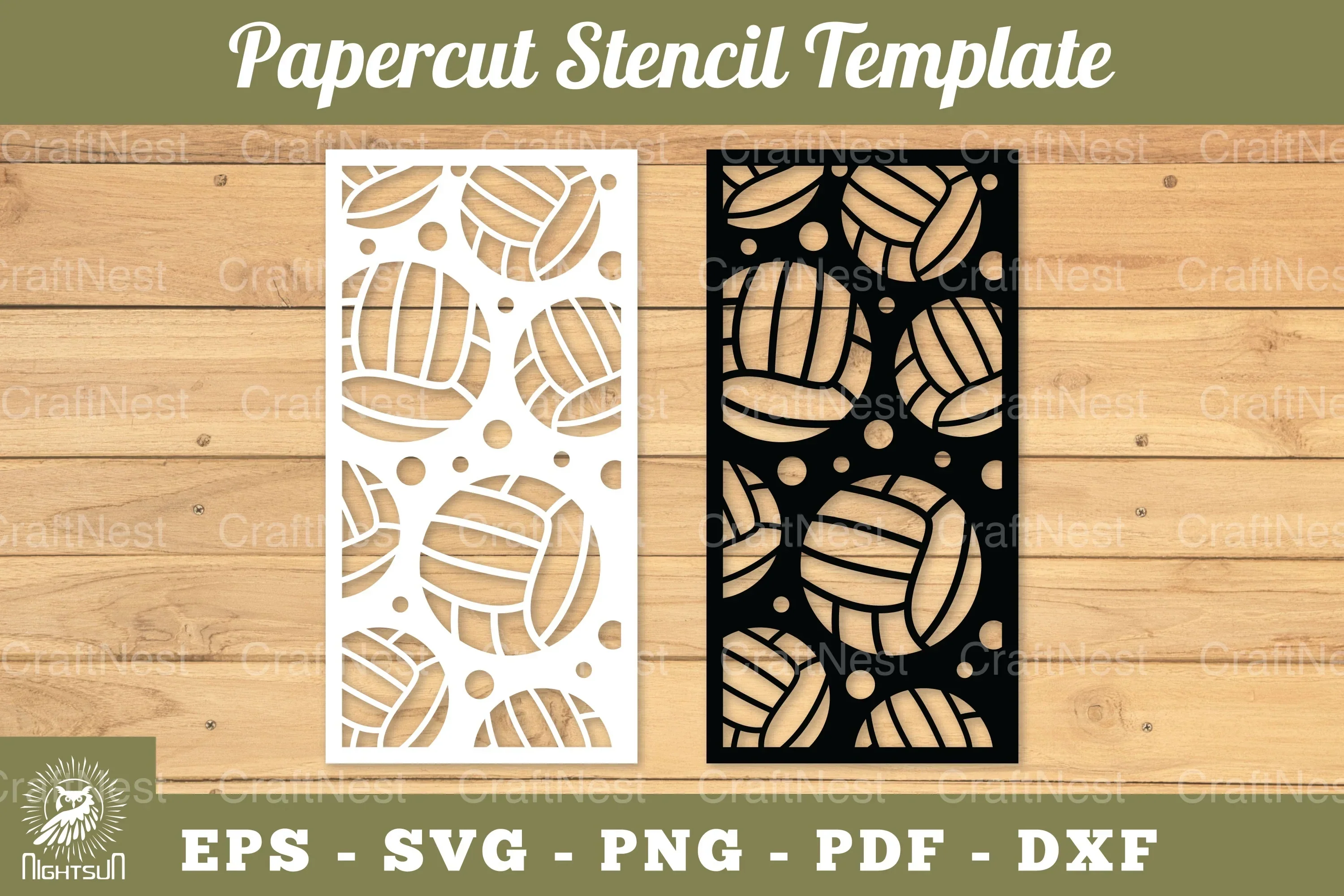 Volleyball Papercut Stencil Template Bundle