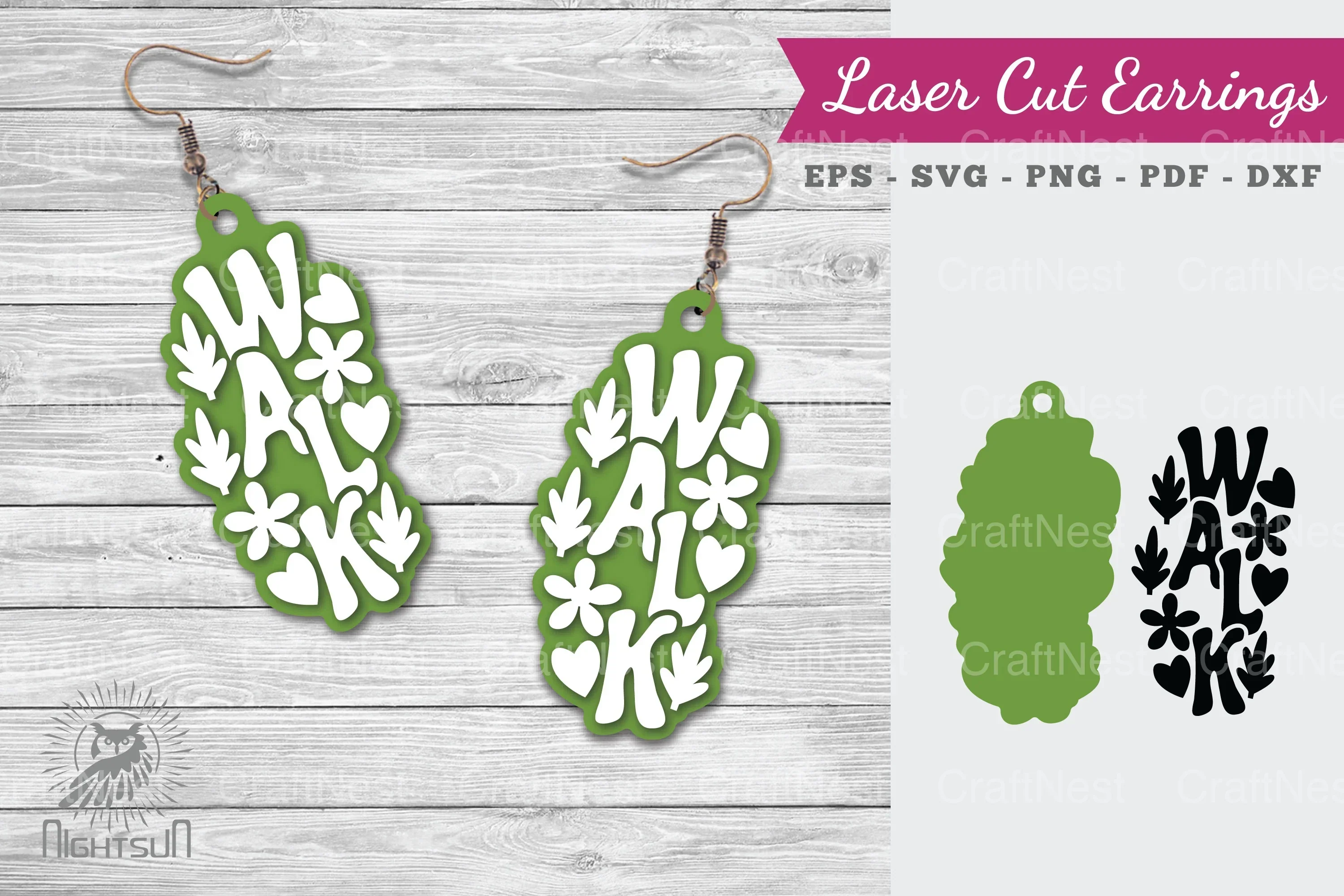 Walk Lasercut Earrings SVG Design Bundle