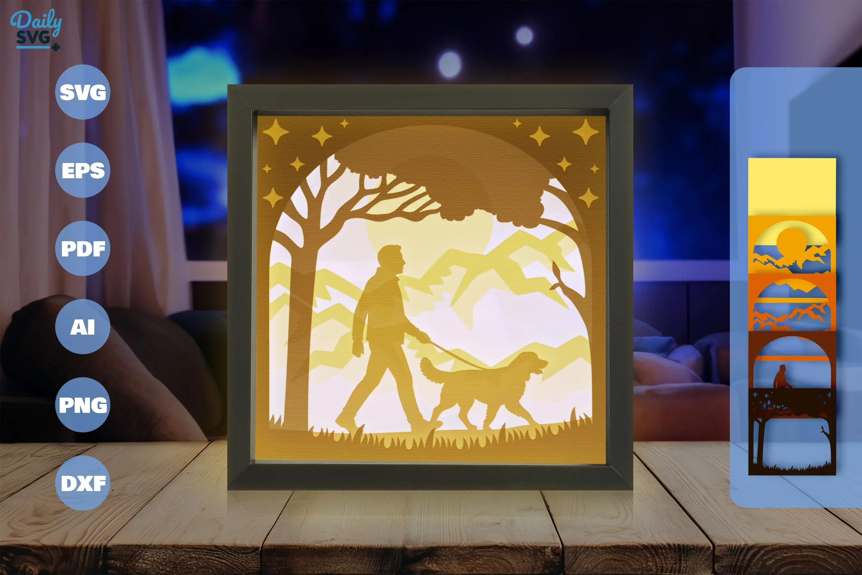Walking with Dog Papercut SVG Bundle - Image 3